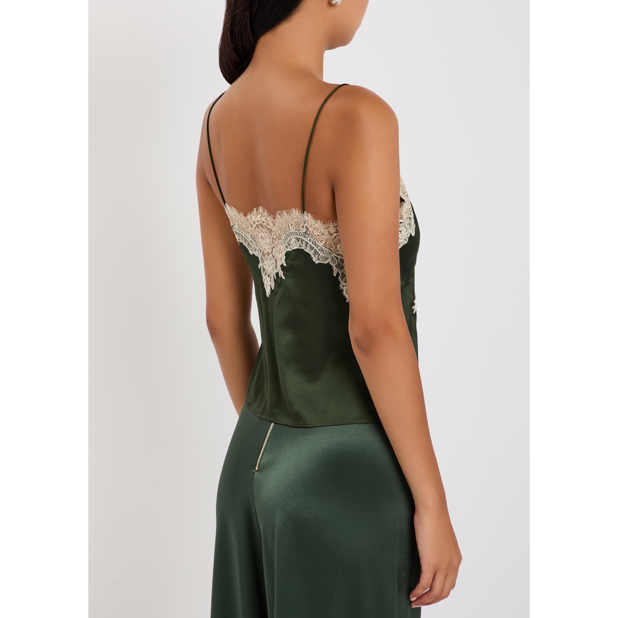 DARK GREEN - Alice And Olivia - T Julietta Lace Slip Top - 3