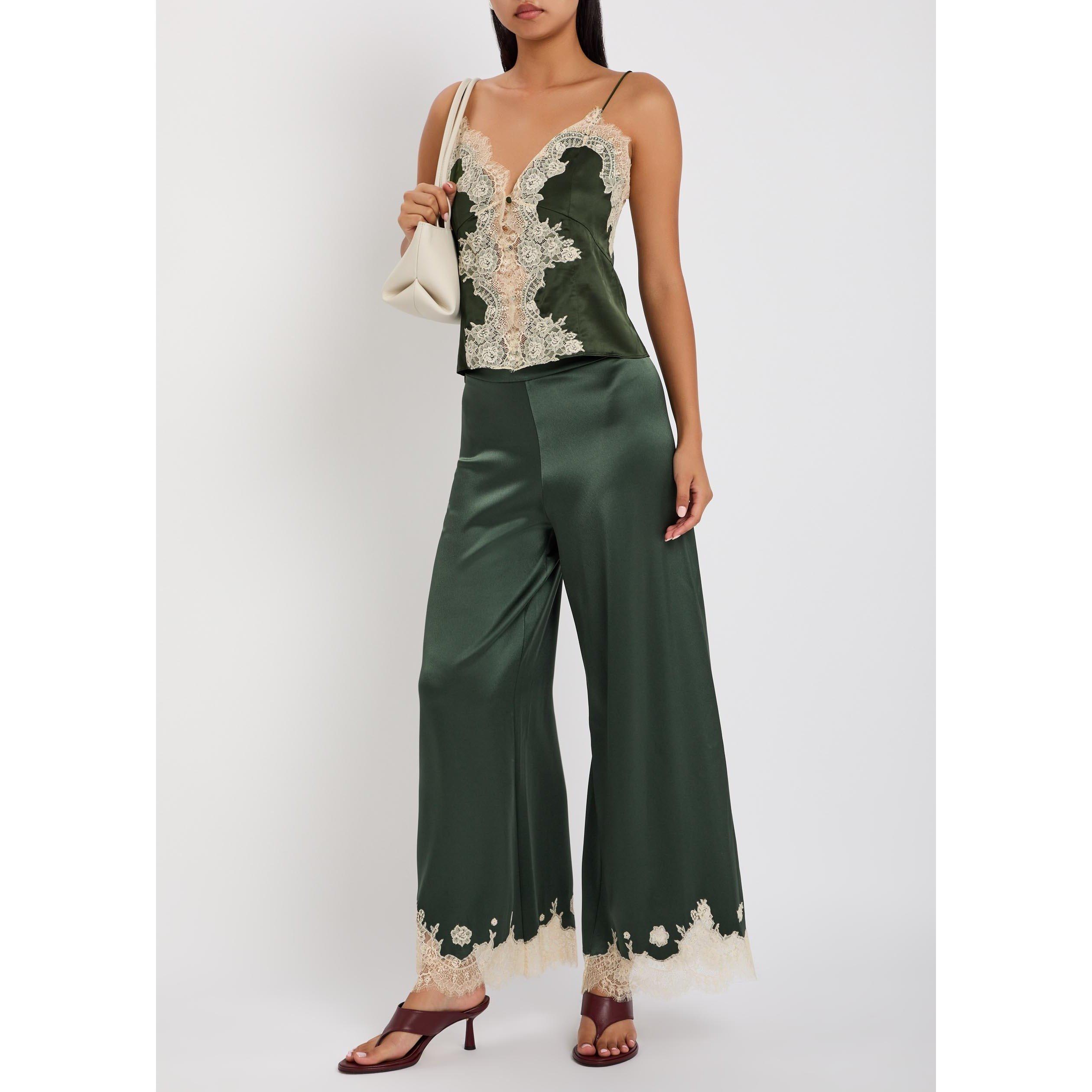 DARK GREEN - Alice And Olivia - T Julietta Lace Slip Top - 5