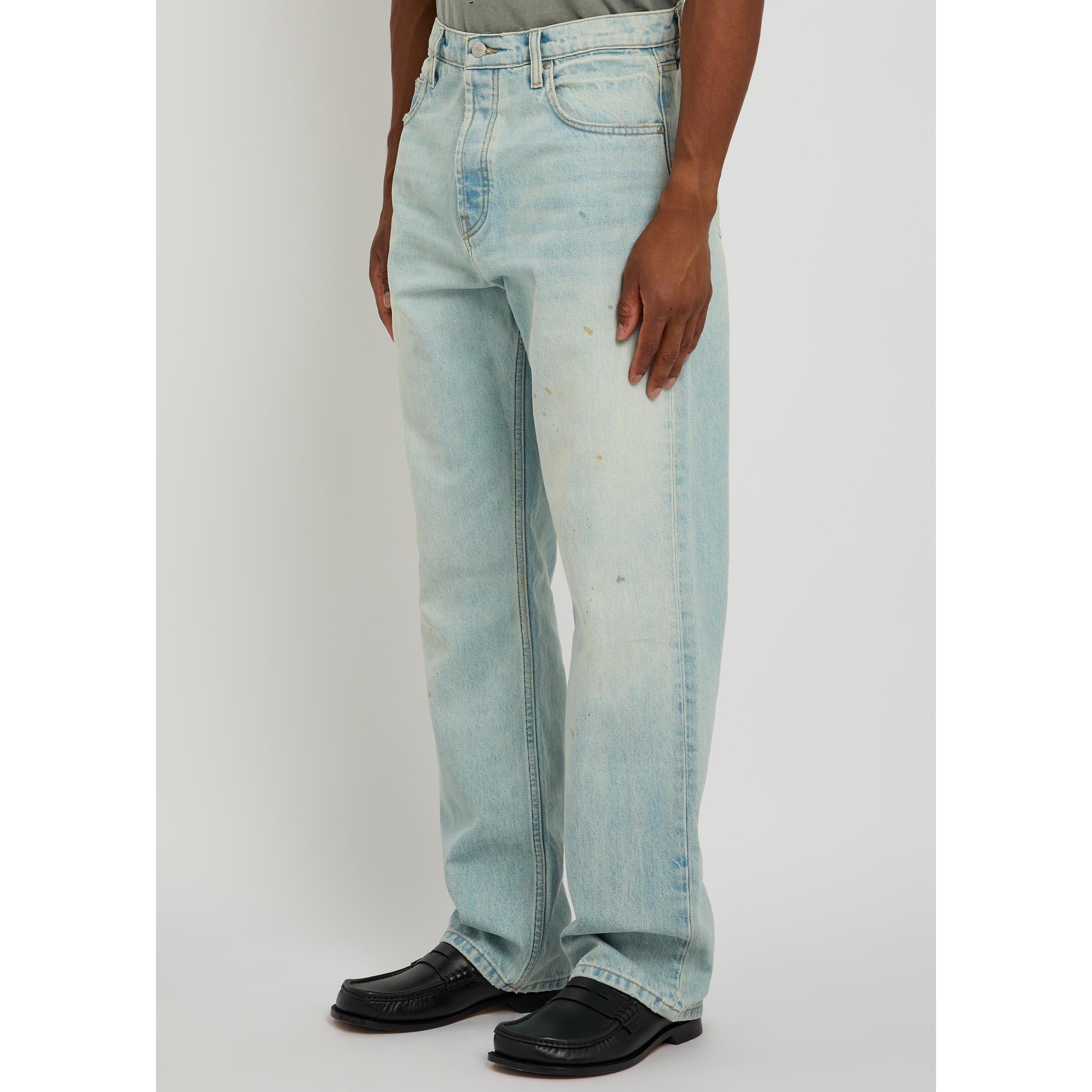 LIGHT BLUE - Cherry LA - Men's Distressed Cotton Relaxed-Fit Straight Leg Jeans - 2
