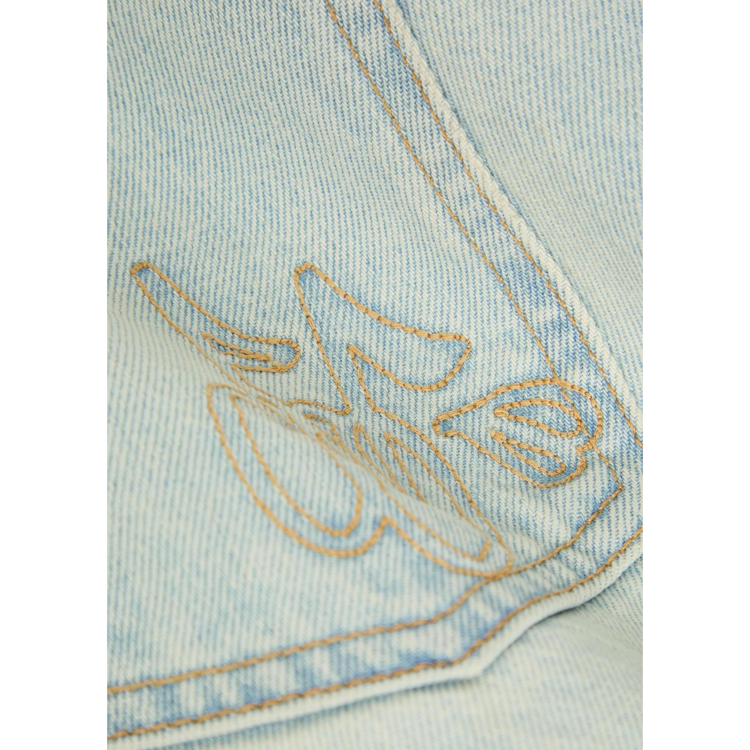 LIGHT BLUE - Cherry LA - Men's Distressed Cotton Relaxed-Fit Straight Leg Jeans - 4