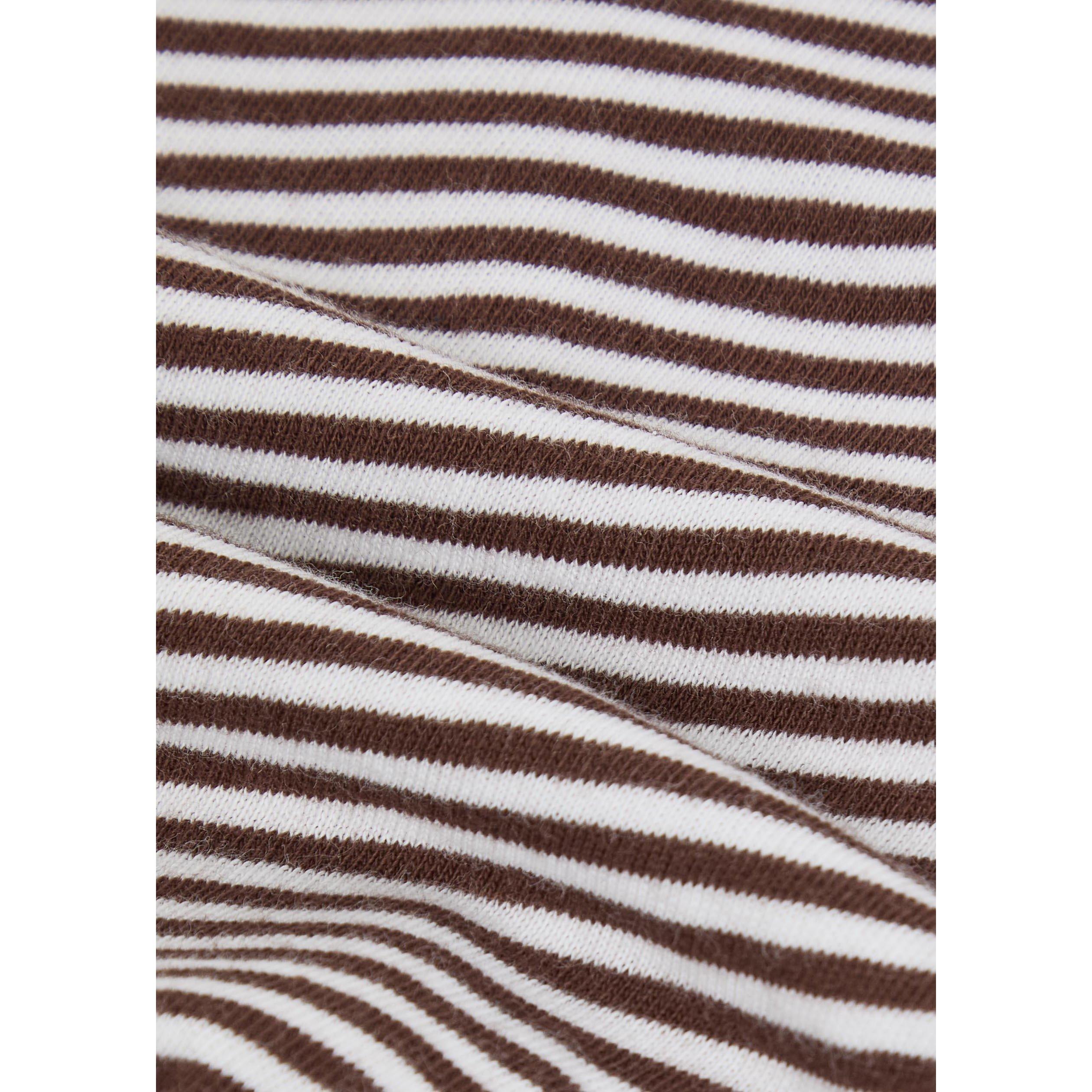 BROWN - Eileen Fisher - Women's Striped Bateau Neck Long-Sleeve Cotton Oversized-Fit T-Shirt - 4