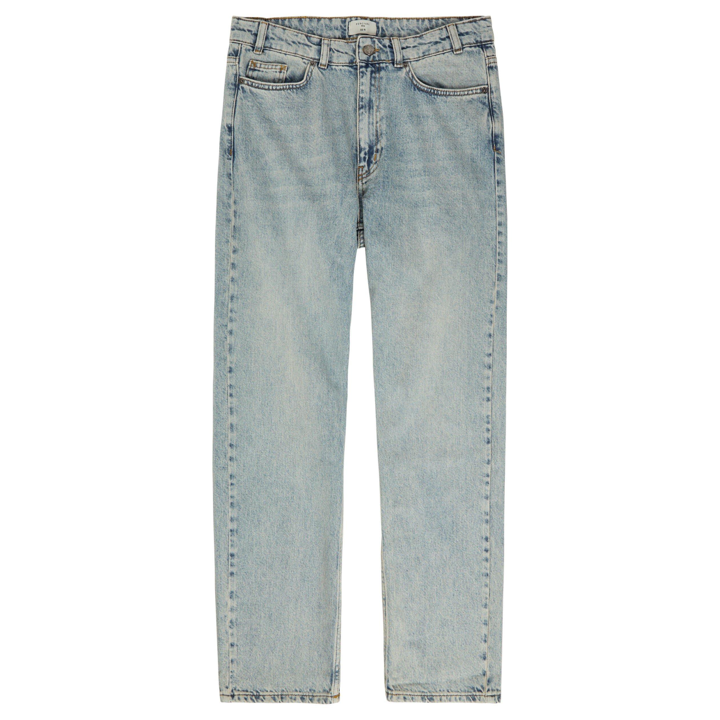 LIGHT BLUE 2 - Percival - Men's Lean Cotton Mid-Rise Straight Leg Jeans - 1