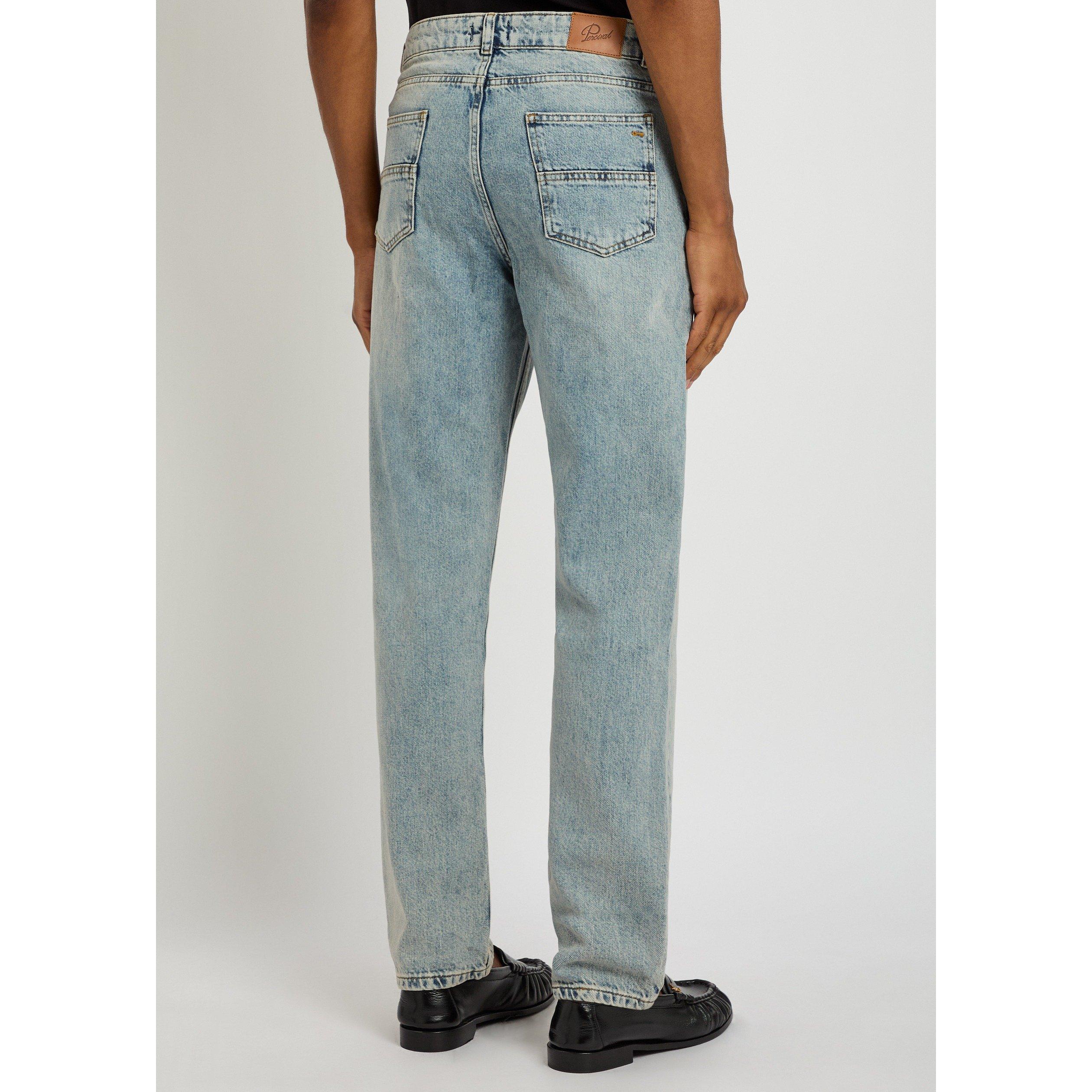 LIGHT BLUE 2 - Percival - Men's Lean Cotton Mid-Rise Straight Leg Jeans - 3