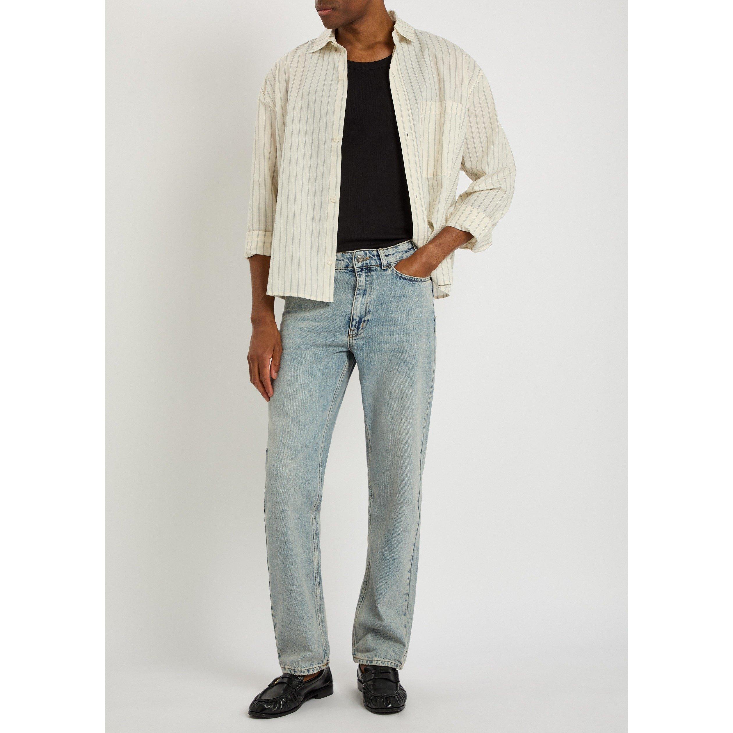 LIGHT BLUE 2 - Percival - Men's Lean Cotton Mid-Rise Straight Leg Jeans - 5