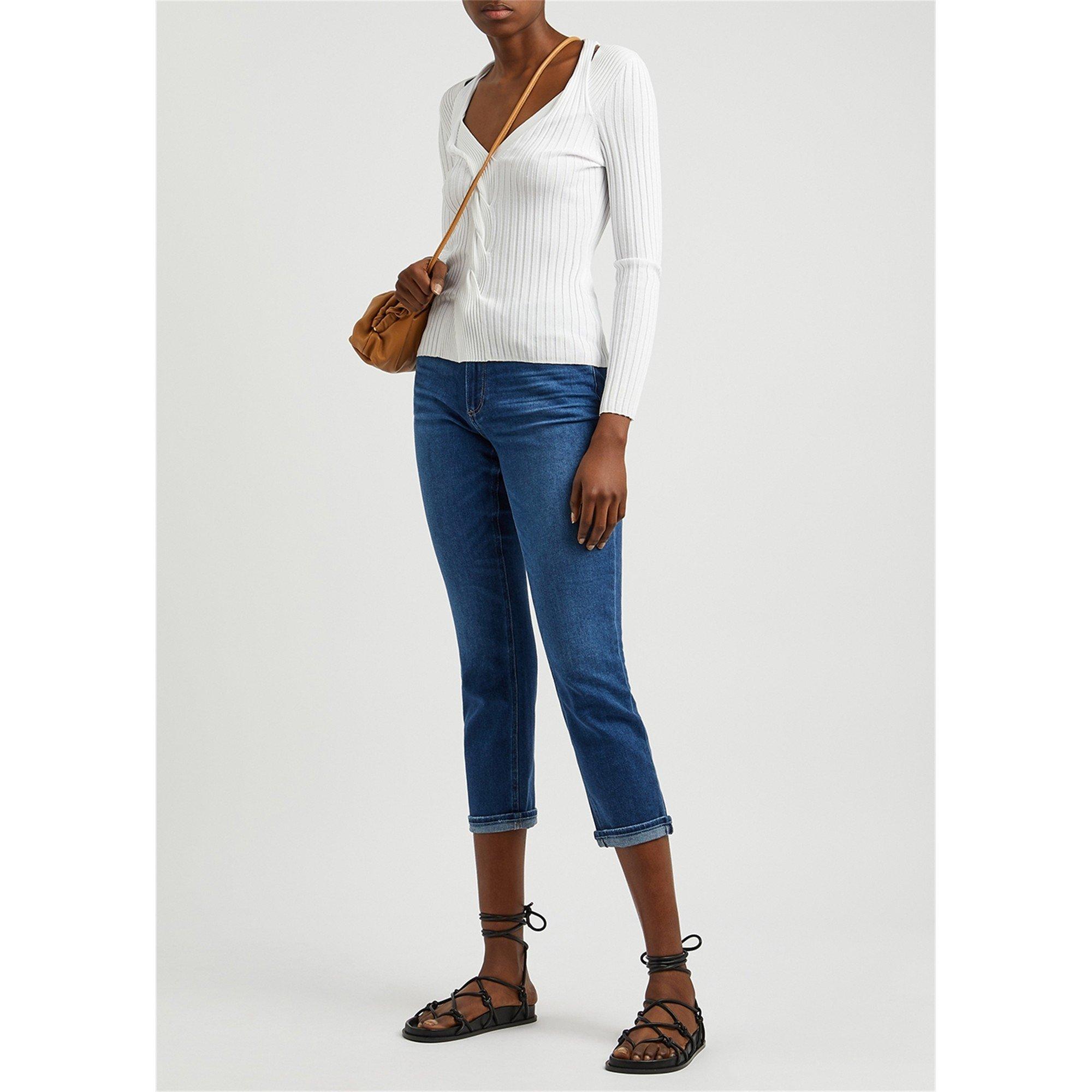 DARK BLUE - Paige - Women's Brigitte High-Waisted Cotton Skinny Jeans - 5