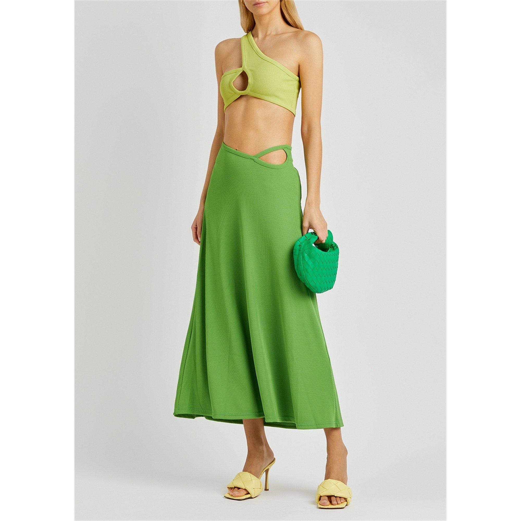GREEN - Christopher Esber - ONE SHOULDER RIB CROP TOP - 5
