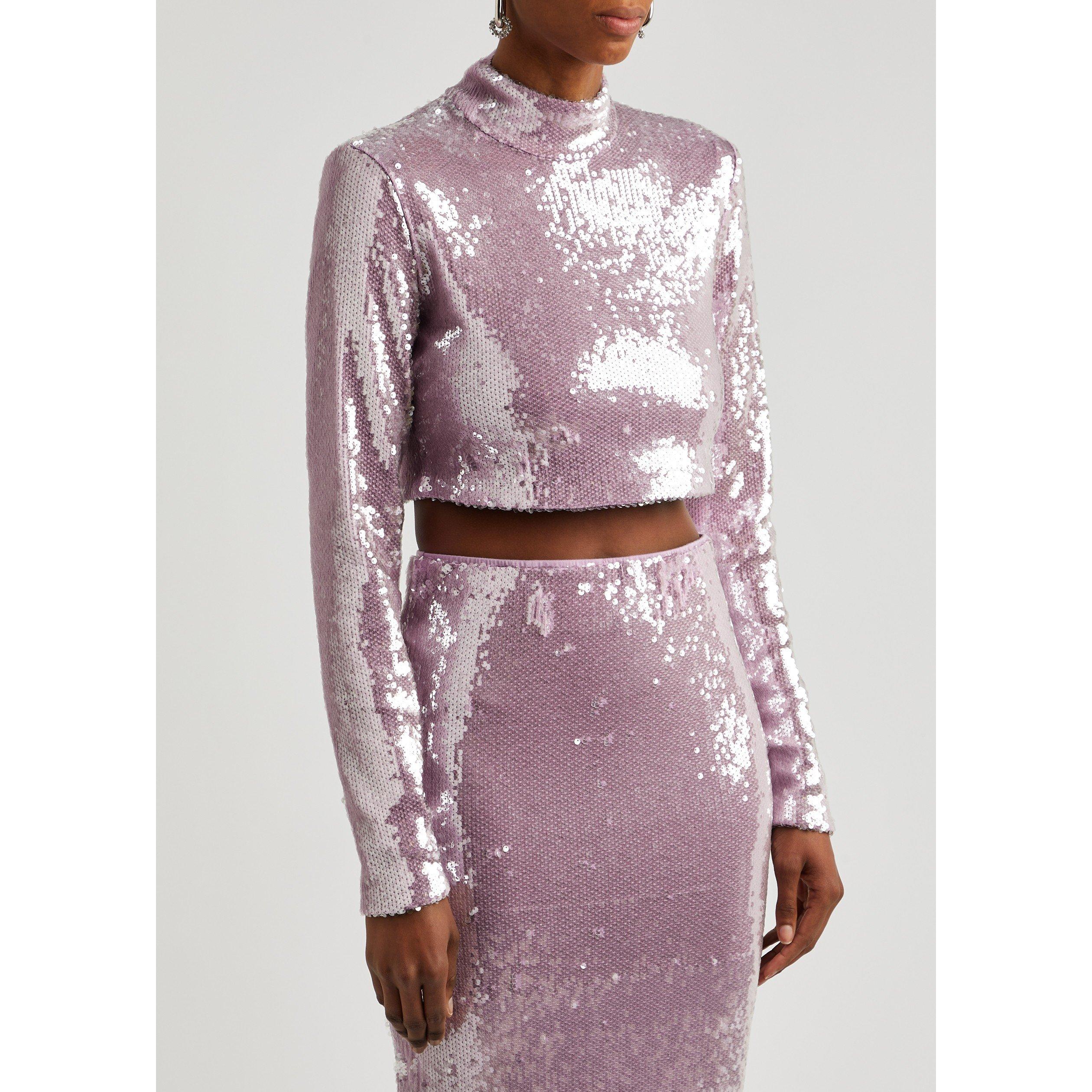 LILAC - Rotate - T SEQUIN TURTLENECK CROP TOP - 2