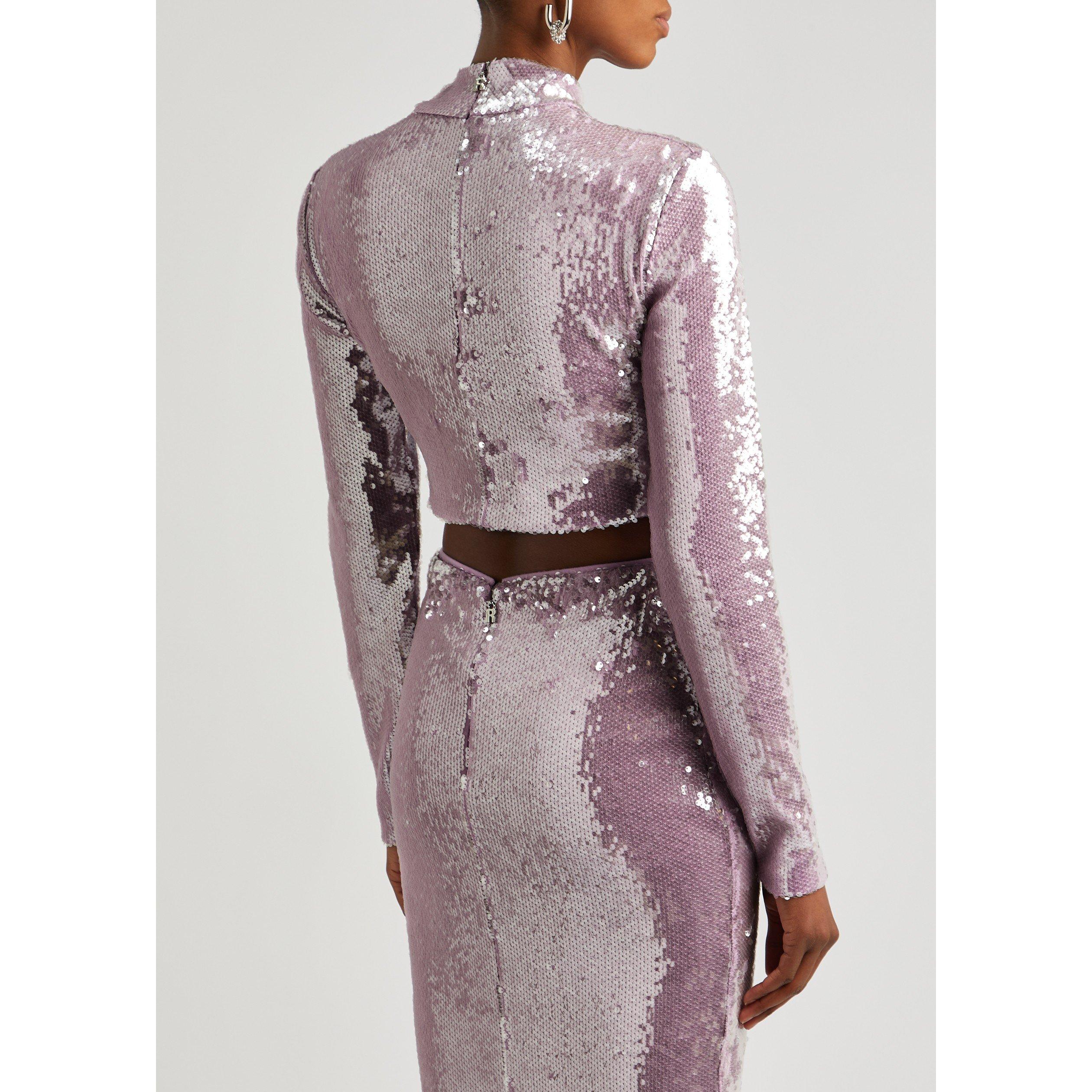 LILAC - Rotate - T SEQUIN TURTLENECK CROP TOP - 3