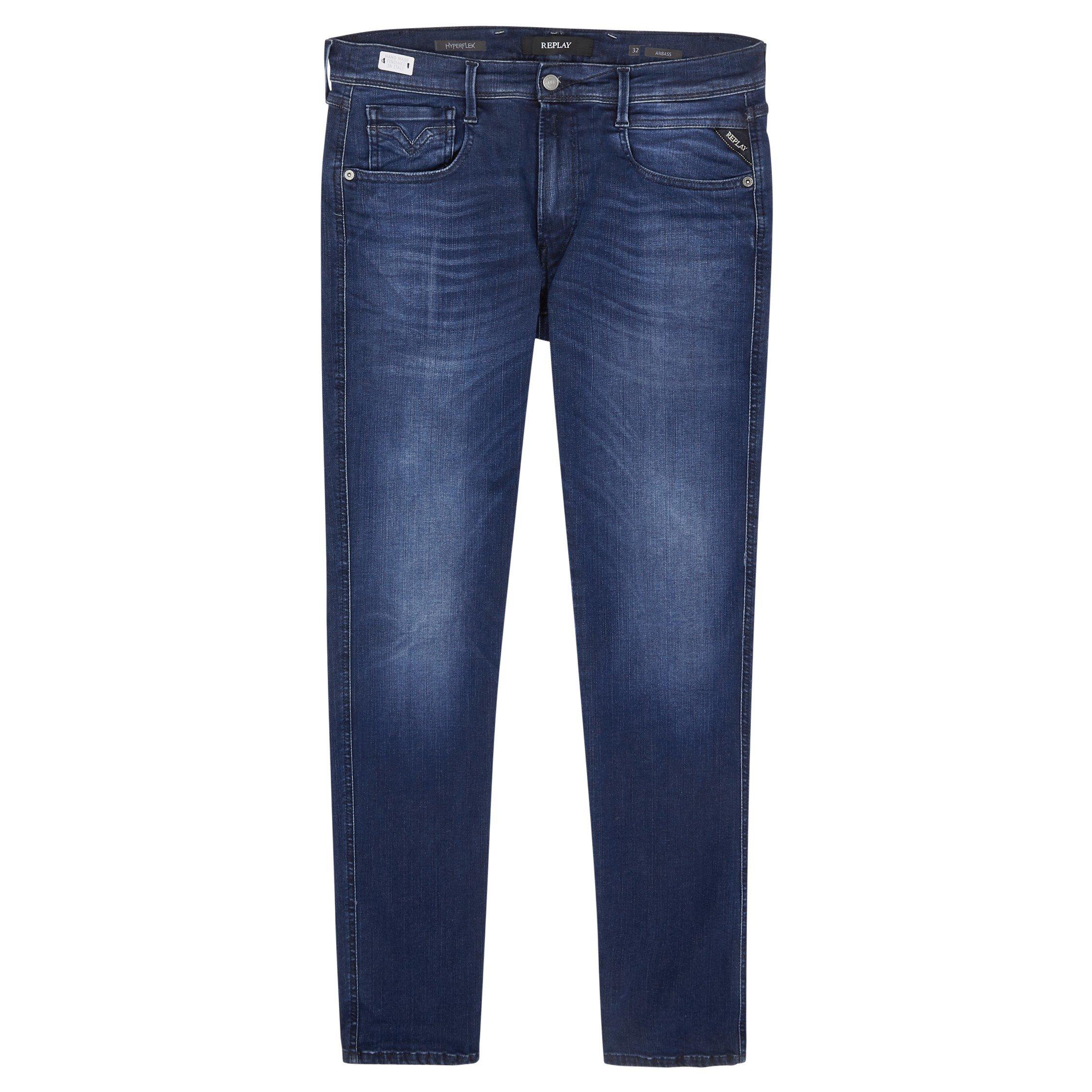 DARK BLUE - Replay - Men's Anbass Hyperflex Slim Jeans - 1
