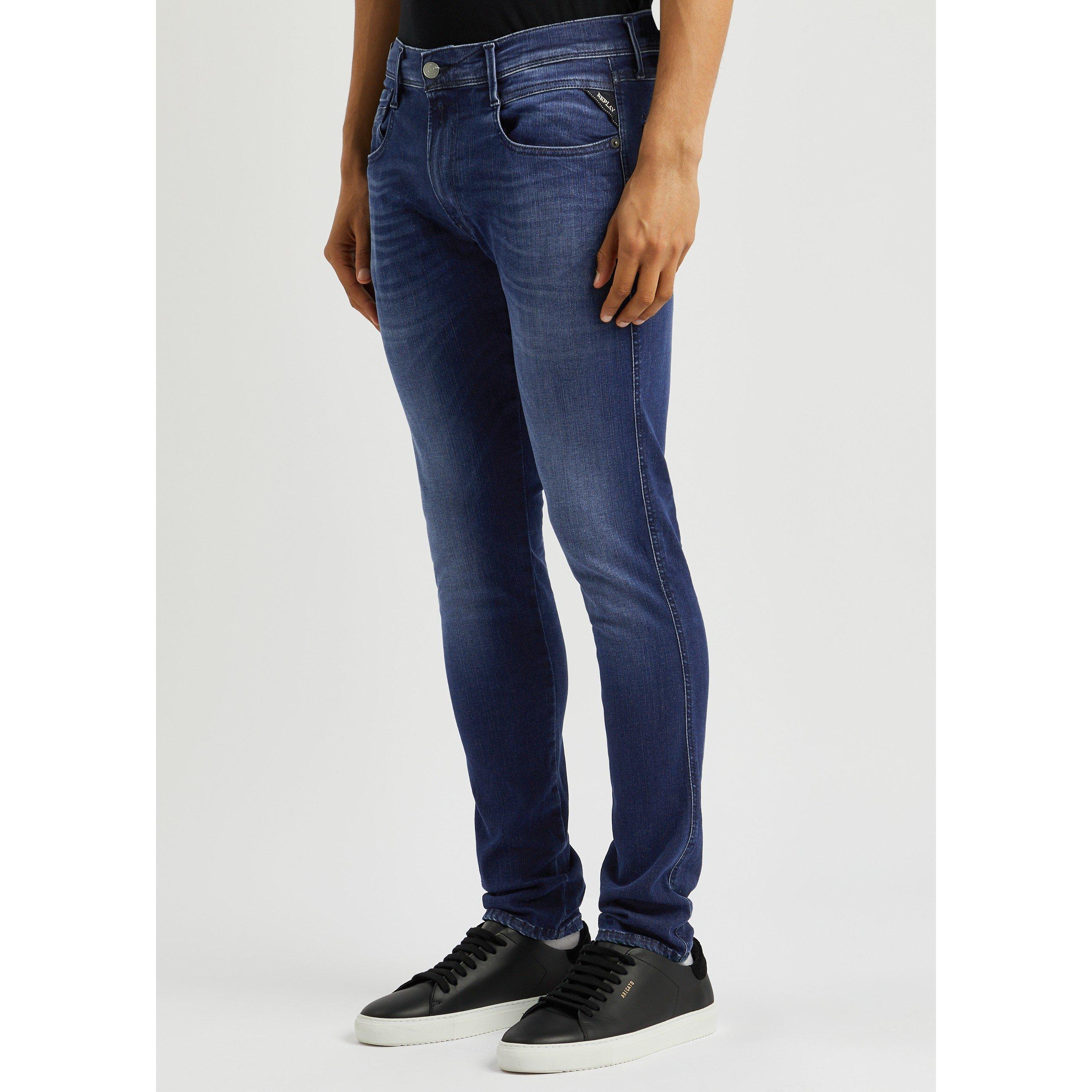 DARK BLUE - Replay - Men's Anbass Hyperflex Slim Jeans - 2