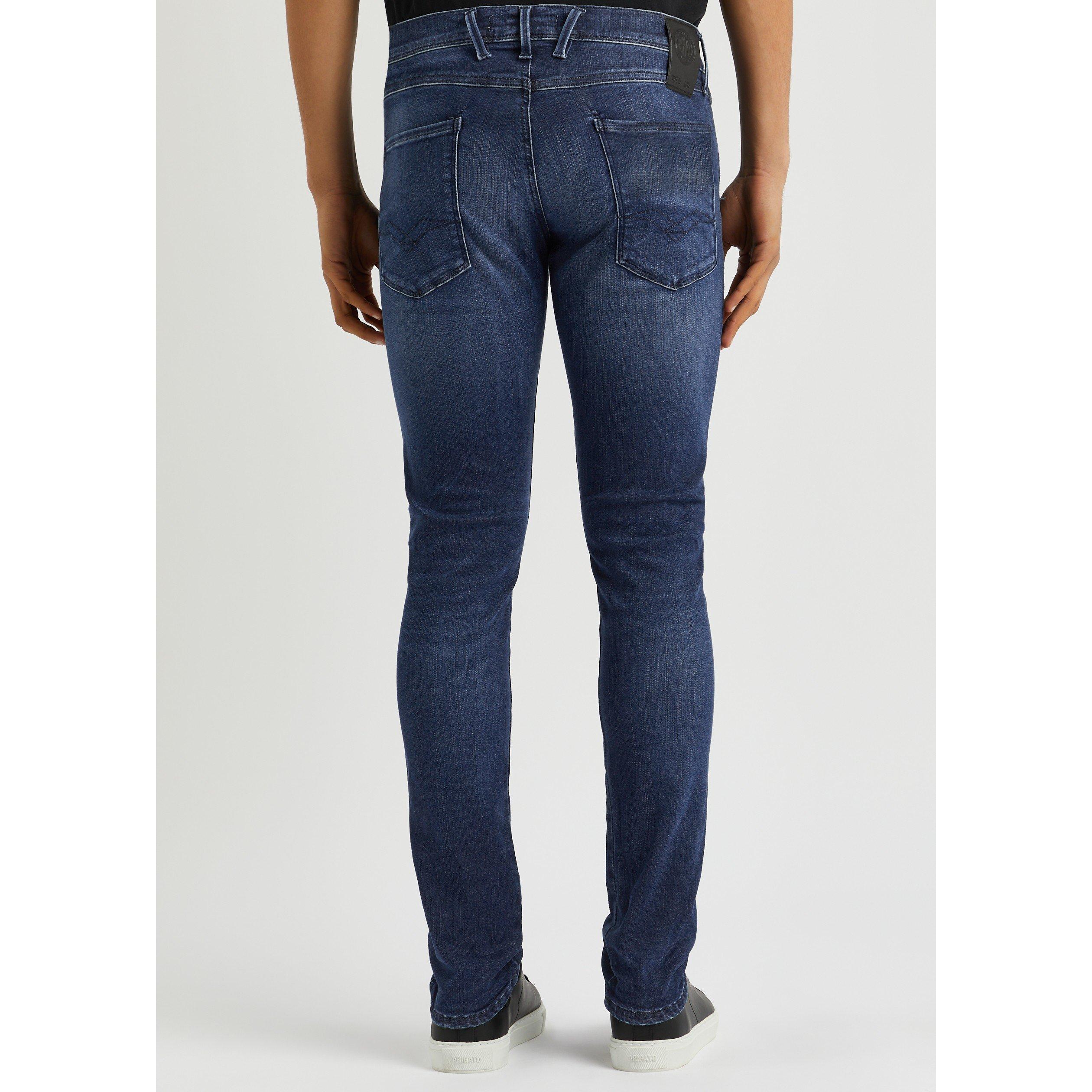 DARK BLUE - Replay - Men's Anbass Hyperflex Slim Jeans - 3