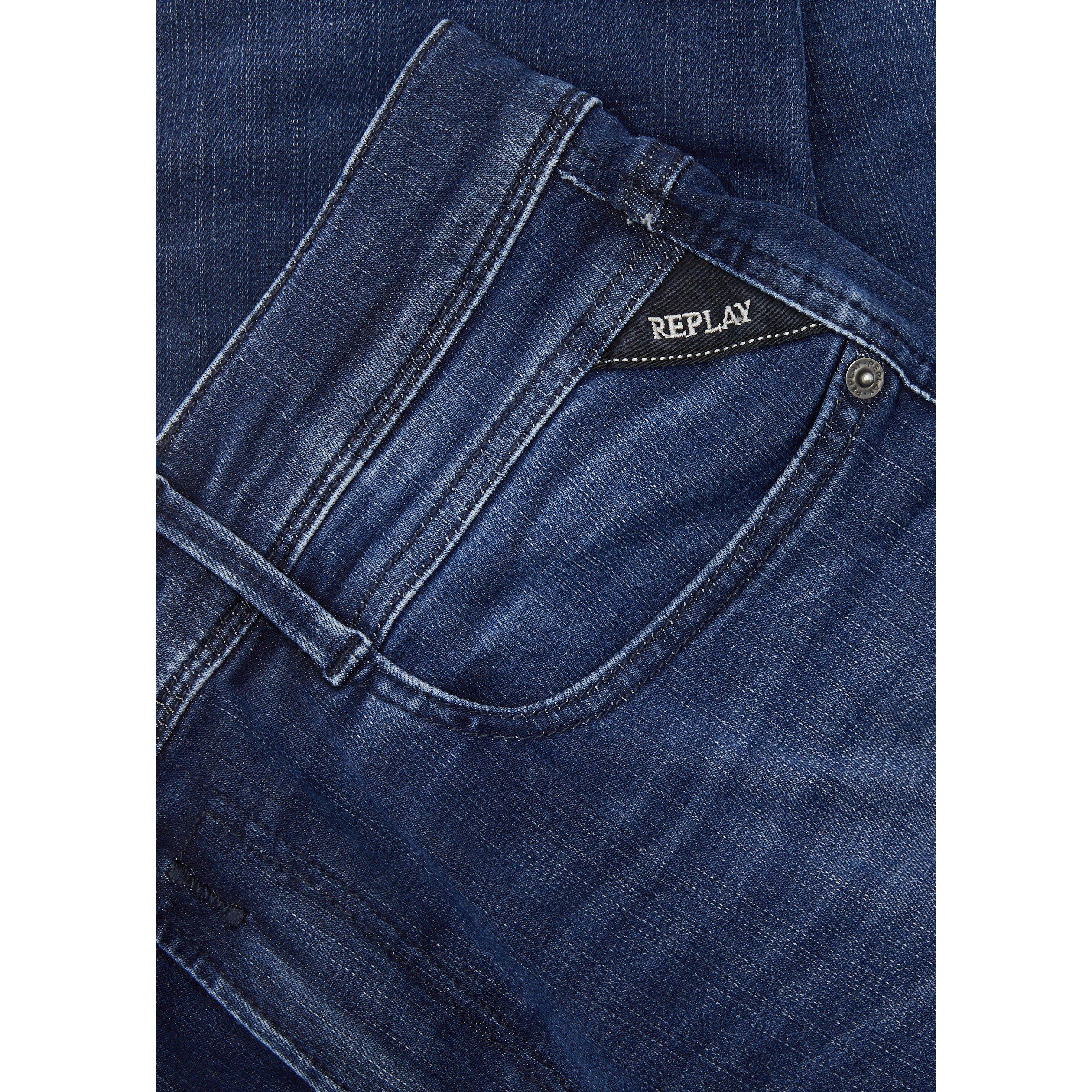 DARK BLUE - Replay - Men's Anbass Hyperflex Slim Jeans - 4