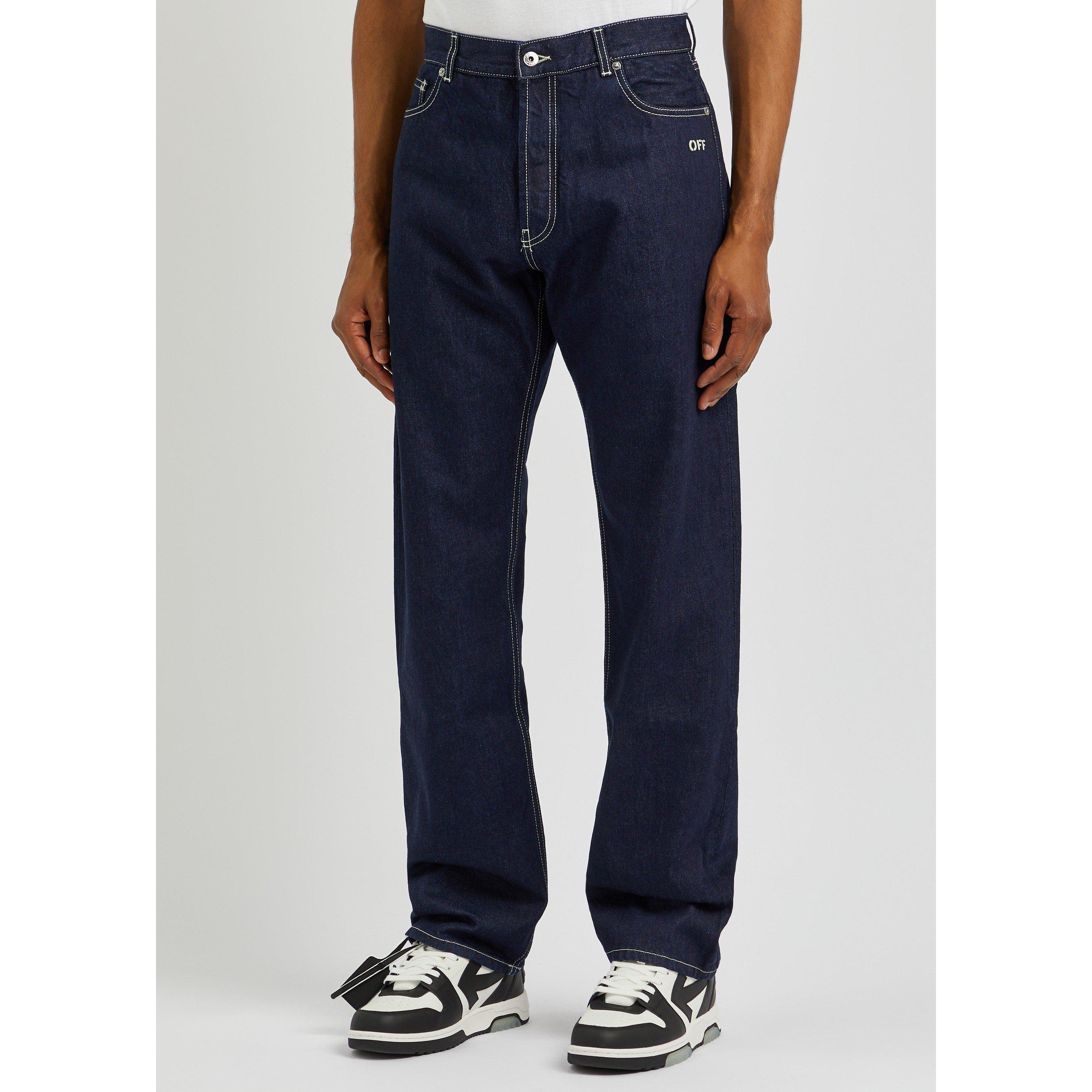 NAVY AND OTHER - Off White - Men's Embroidered Cotton Loose-Fit Straight-Leg Jeans - 2