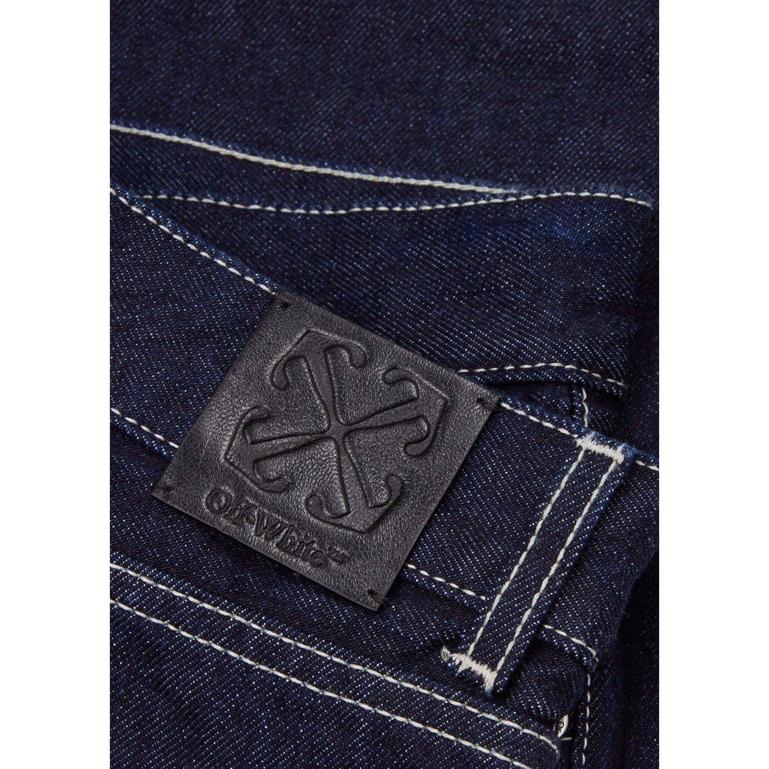 NAVY AND OTHER - Off White - Men's Embroidered Cotton Loose-Fit Straight-Leg Jeans - 4
