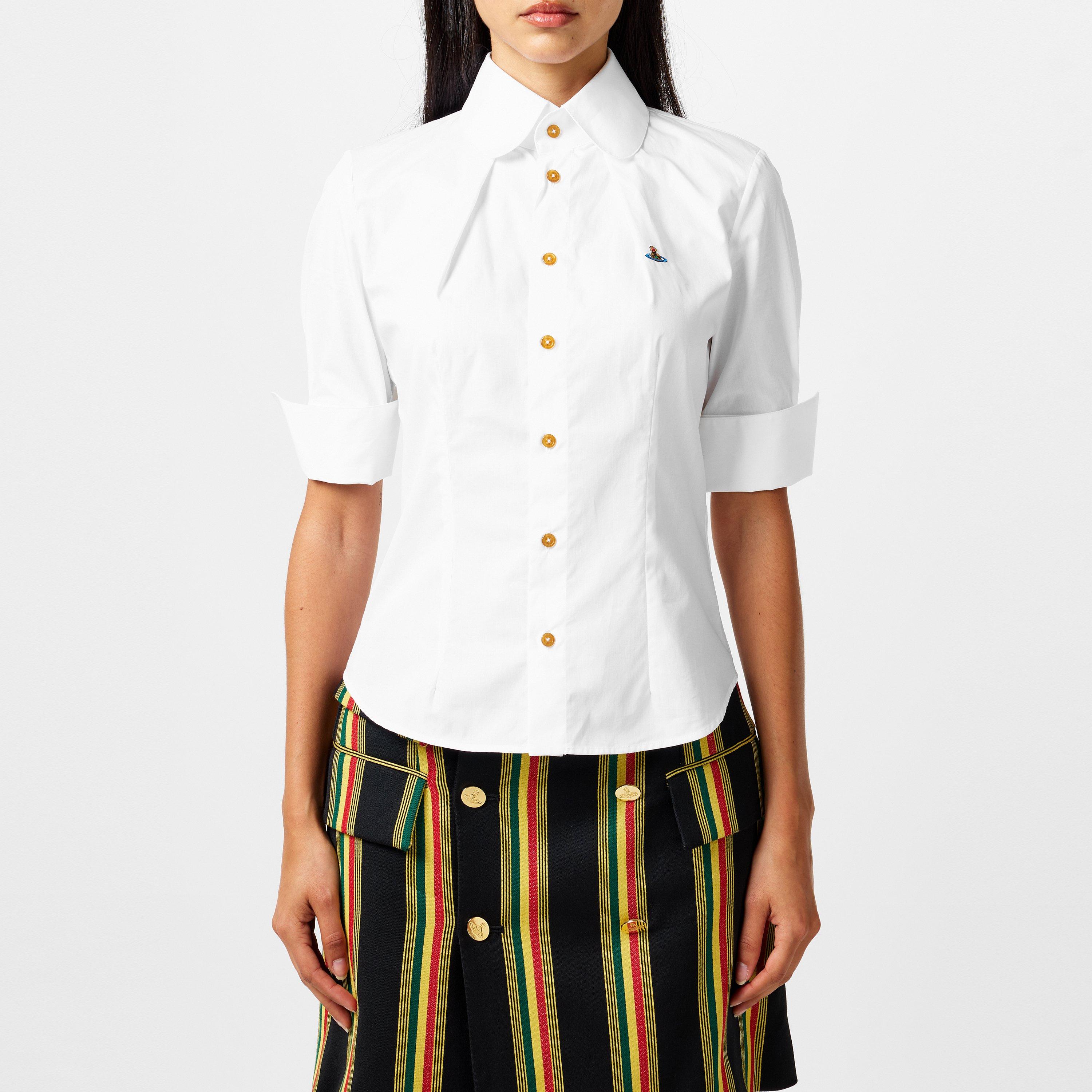 White - Vivienne Westwood - Women's Logo Cotton Short Sleeve Toulouse Shirt - 3