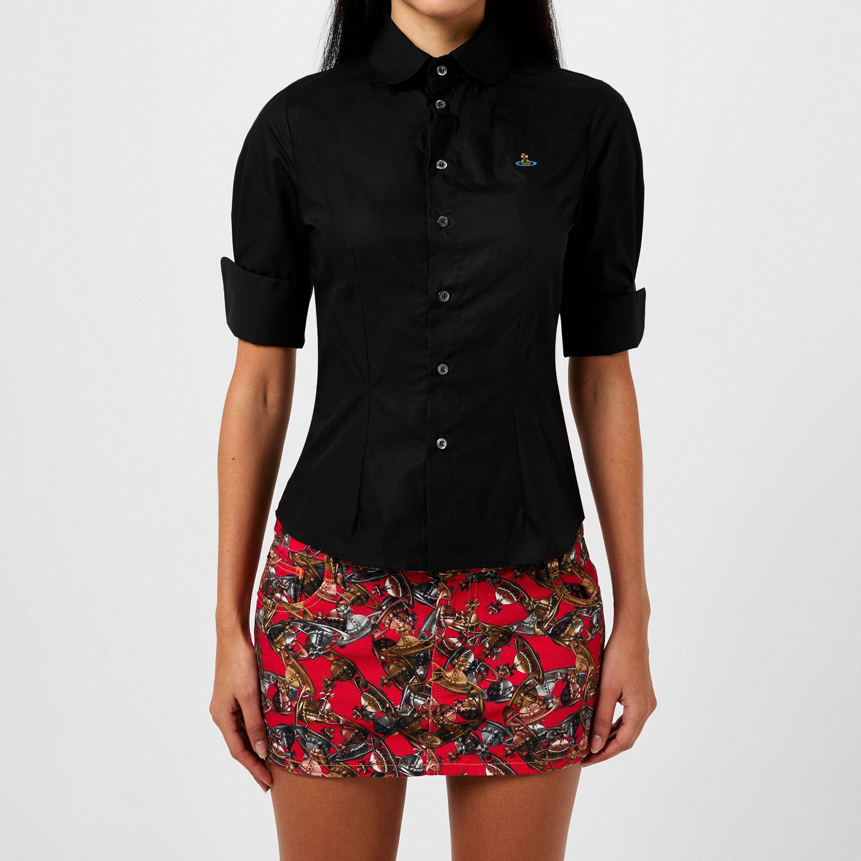 Black - Vivienne Westwood - Women's Logo Cotton Short Sleeve Toulouse Shirt - 3