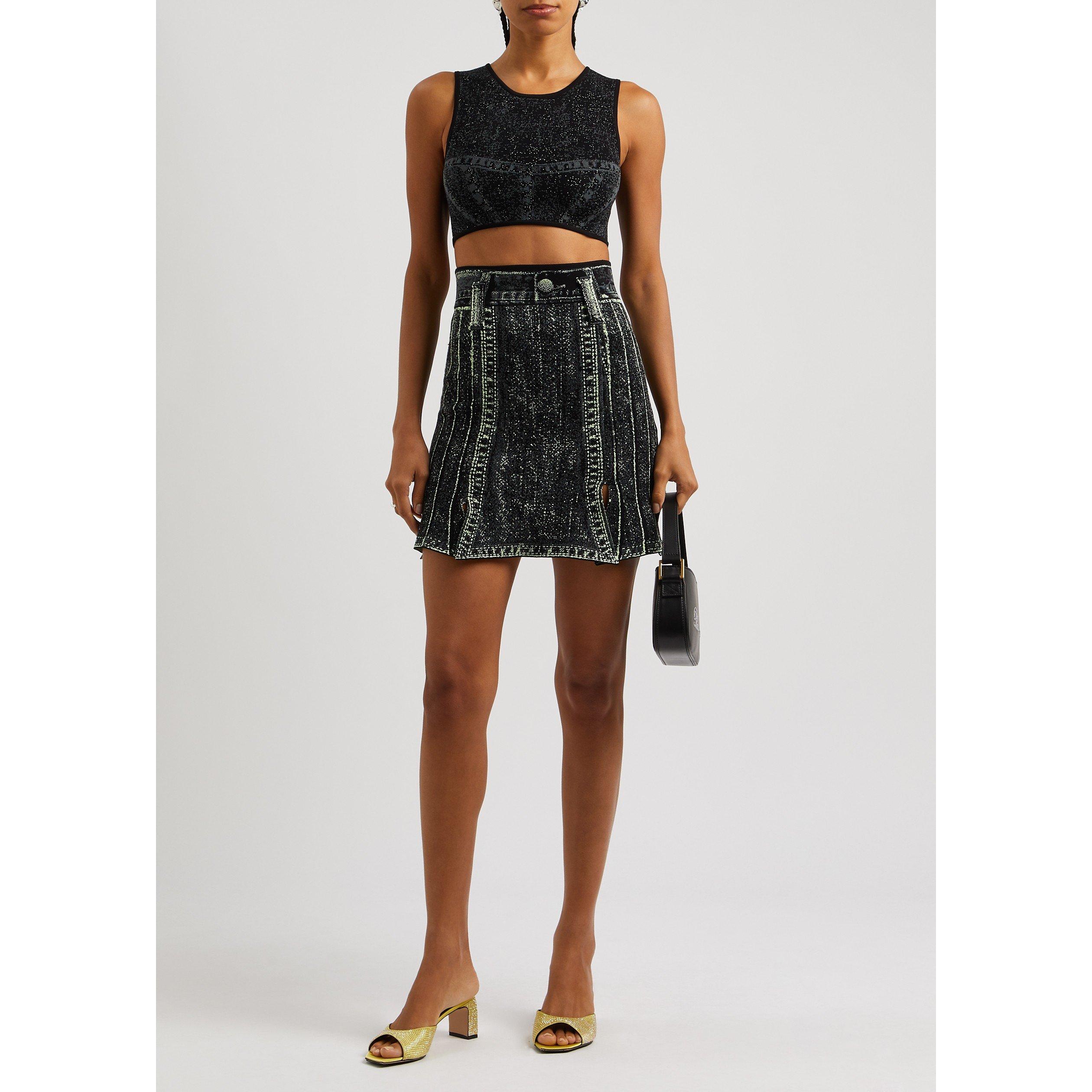 DARK GREEN - PH6 - TO LILLIAN DENIM PRINT CROP - 5