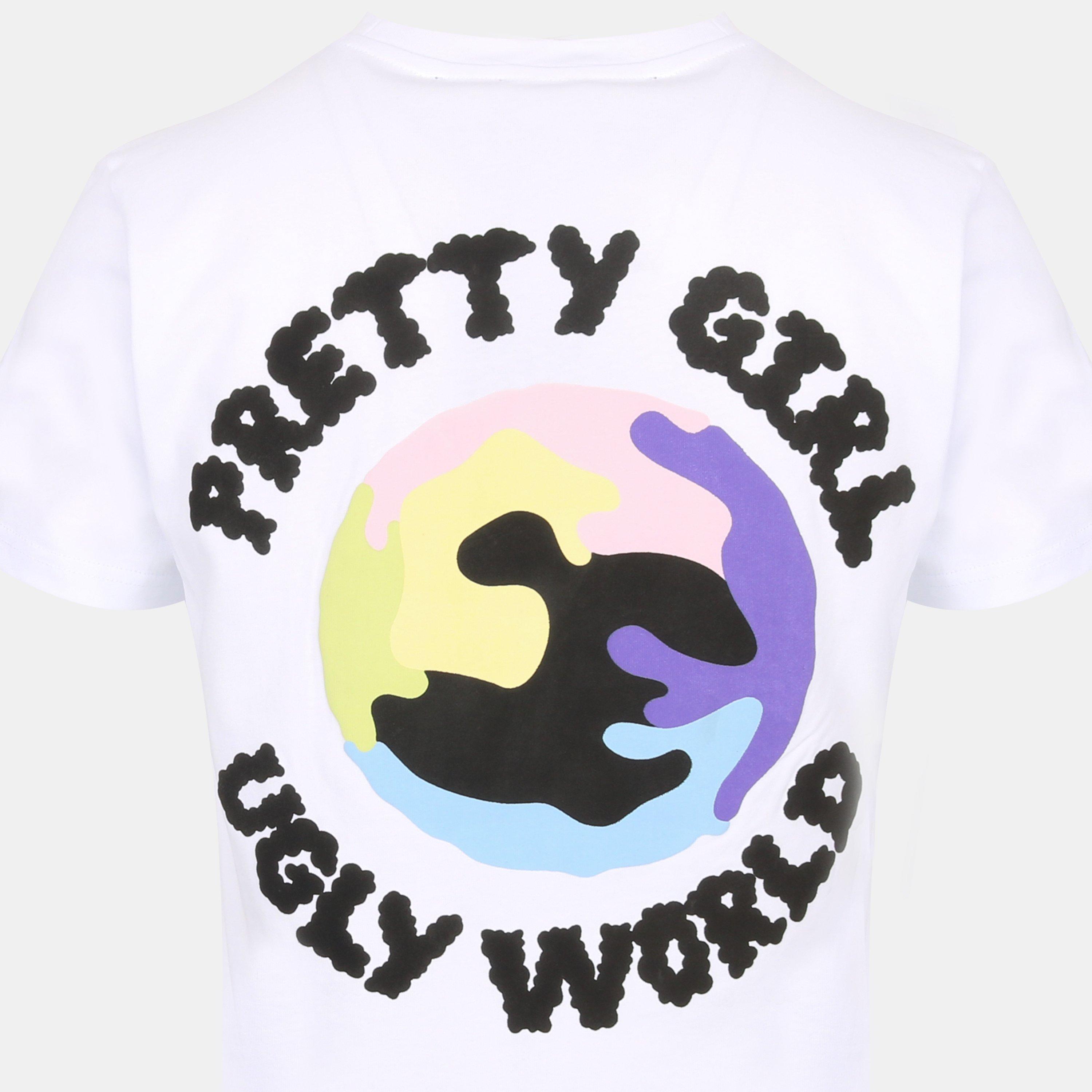 White/Multi - Pretty Boy Ugly World - Women's Cotton Short Sleeve Crew Neck T-Shirt - 2