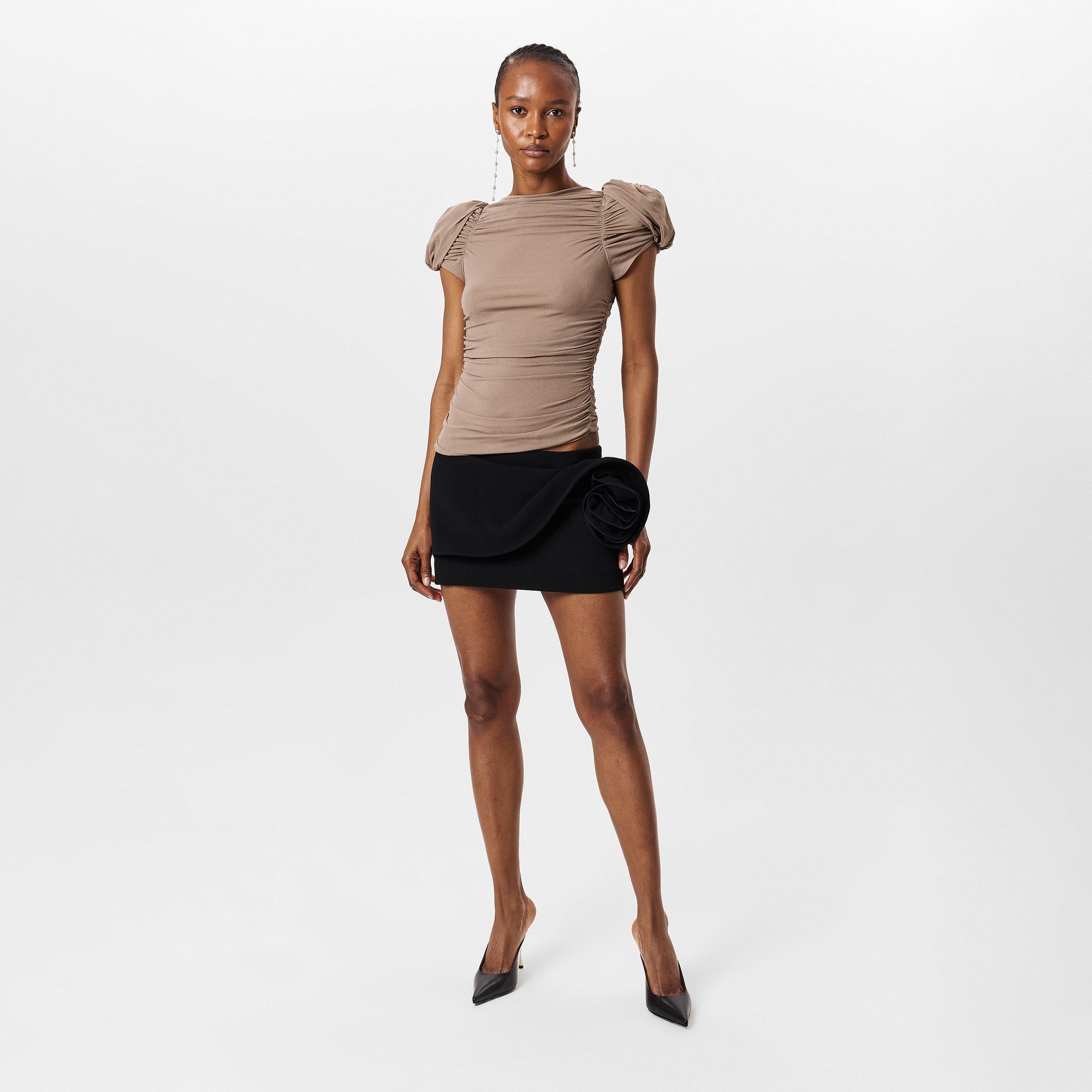 Beige - Magda Butrym - Women's Puff Sleeve Ruched Slim Fit T-Shirt - 6