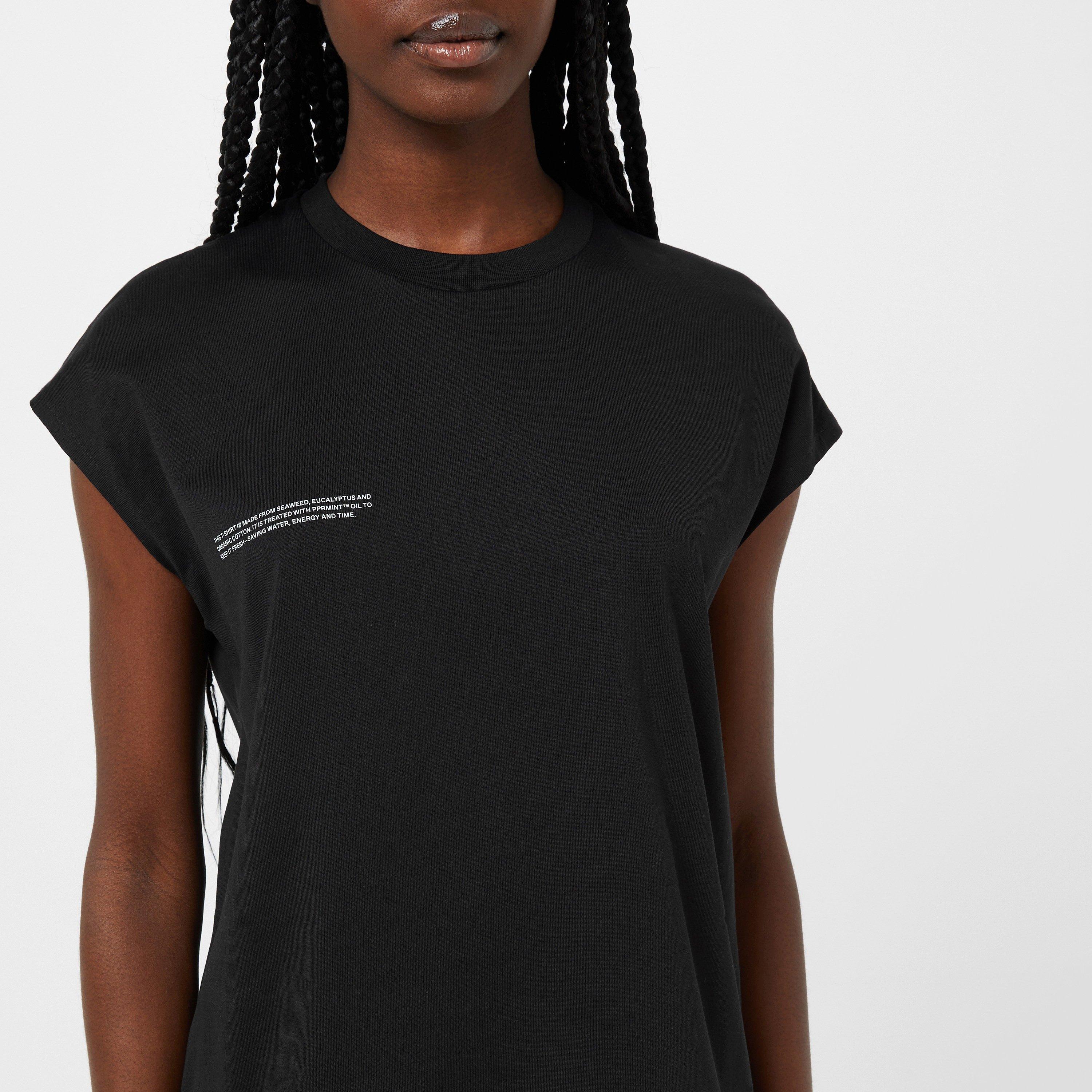 Black - Pangaia - Cotton Cropped Shoulder T-Shirt With Pprmint Tm - 3