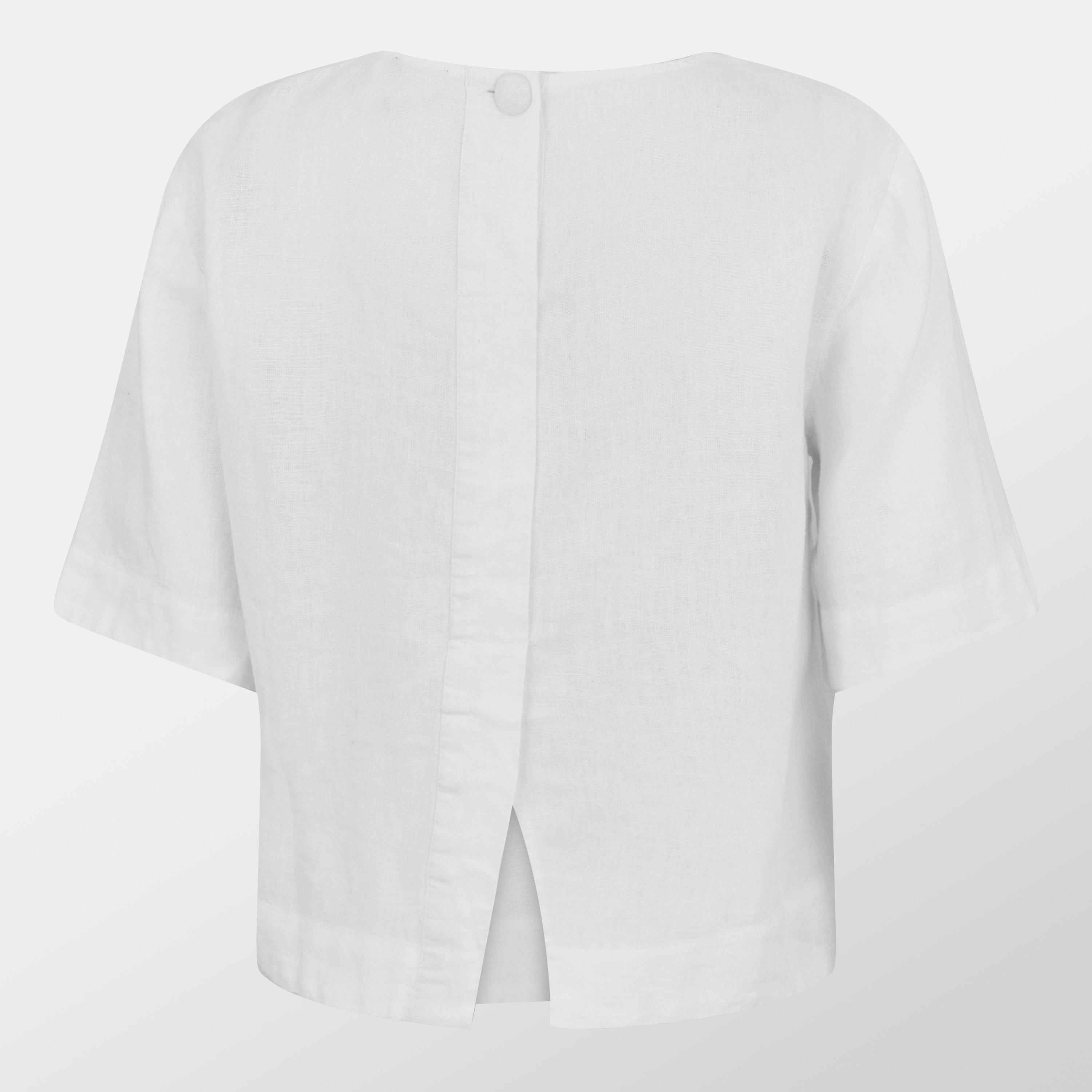 White - Nobodys Child - Linen-blend Short Sleeve Top - 2