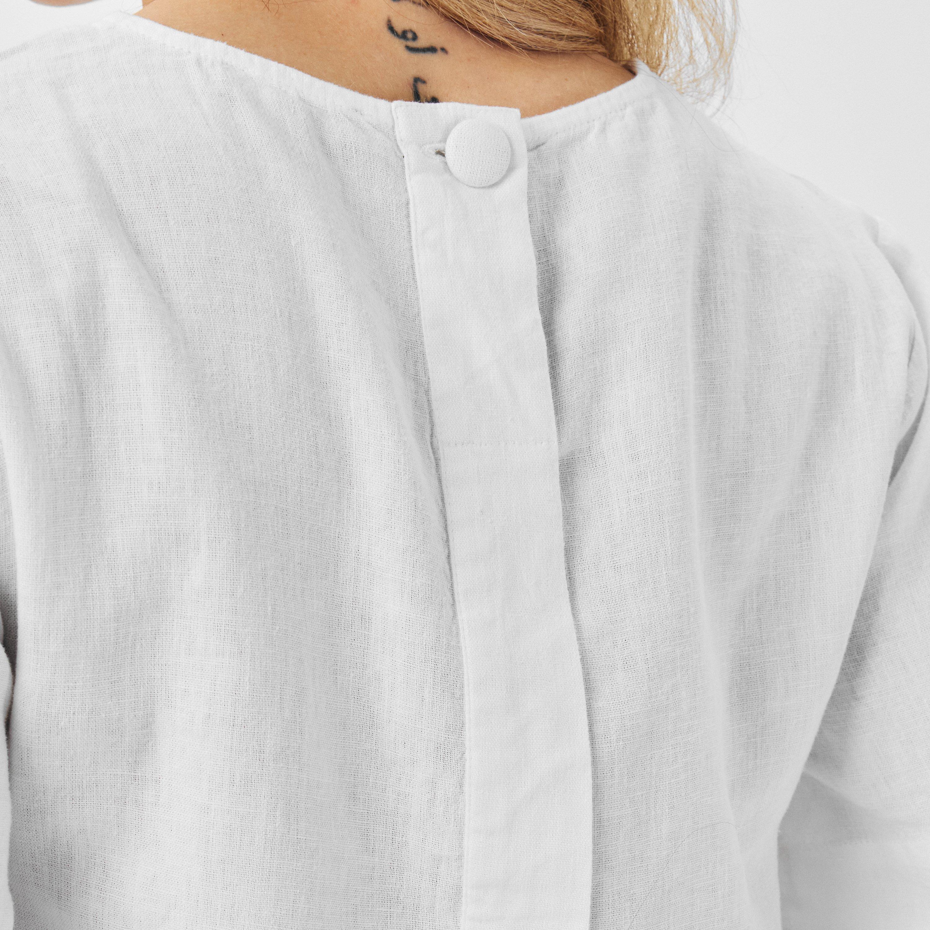 White - Nobodys Child - Linen-blend Short Sleeve Top - 5