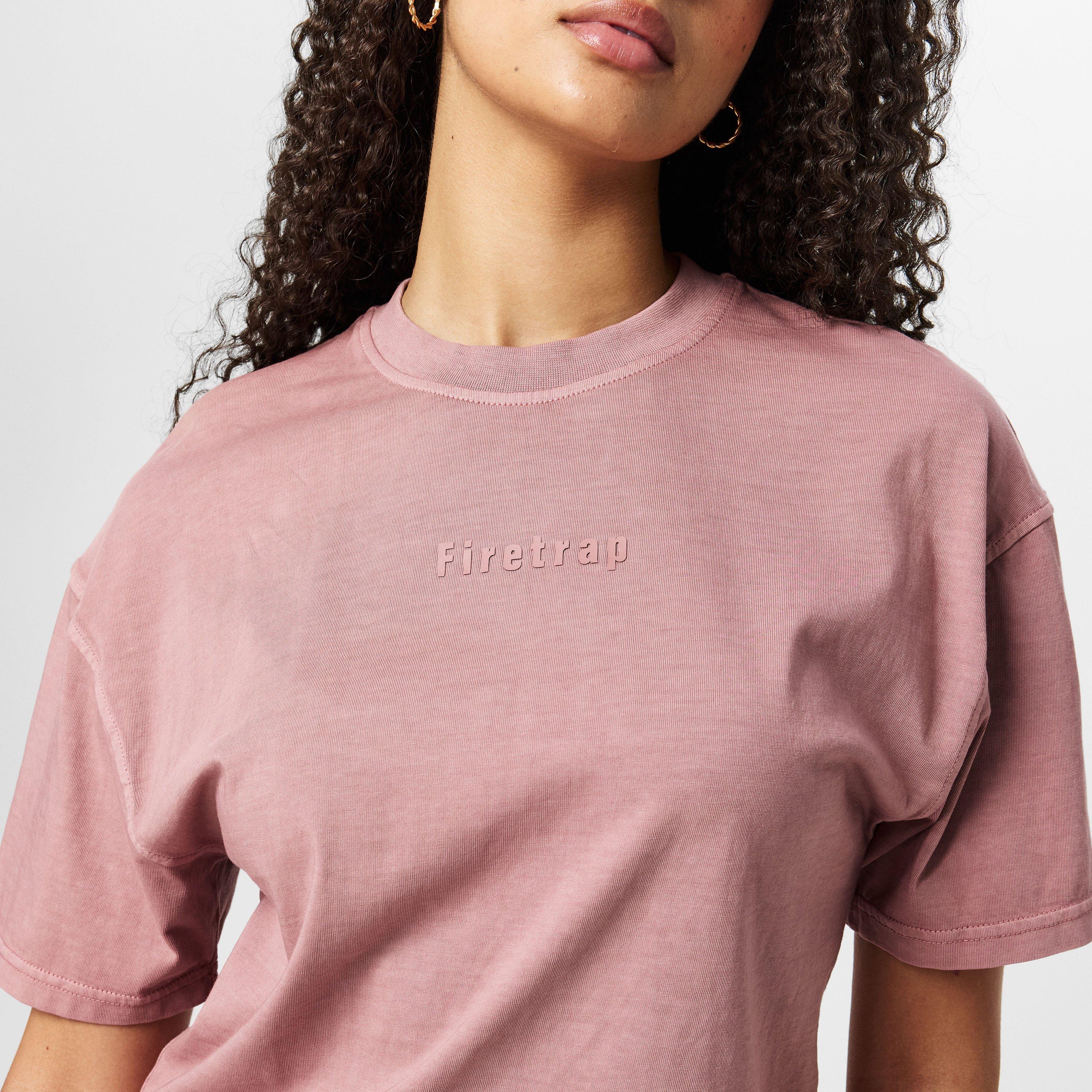 Rose - Firetrap - Wash Boxy Oversized T-Shirt Womens - 3