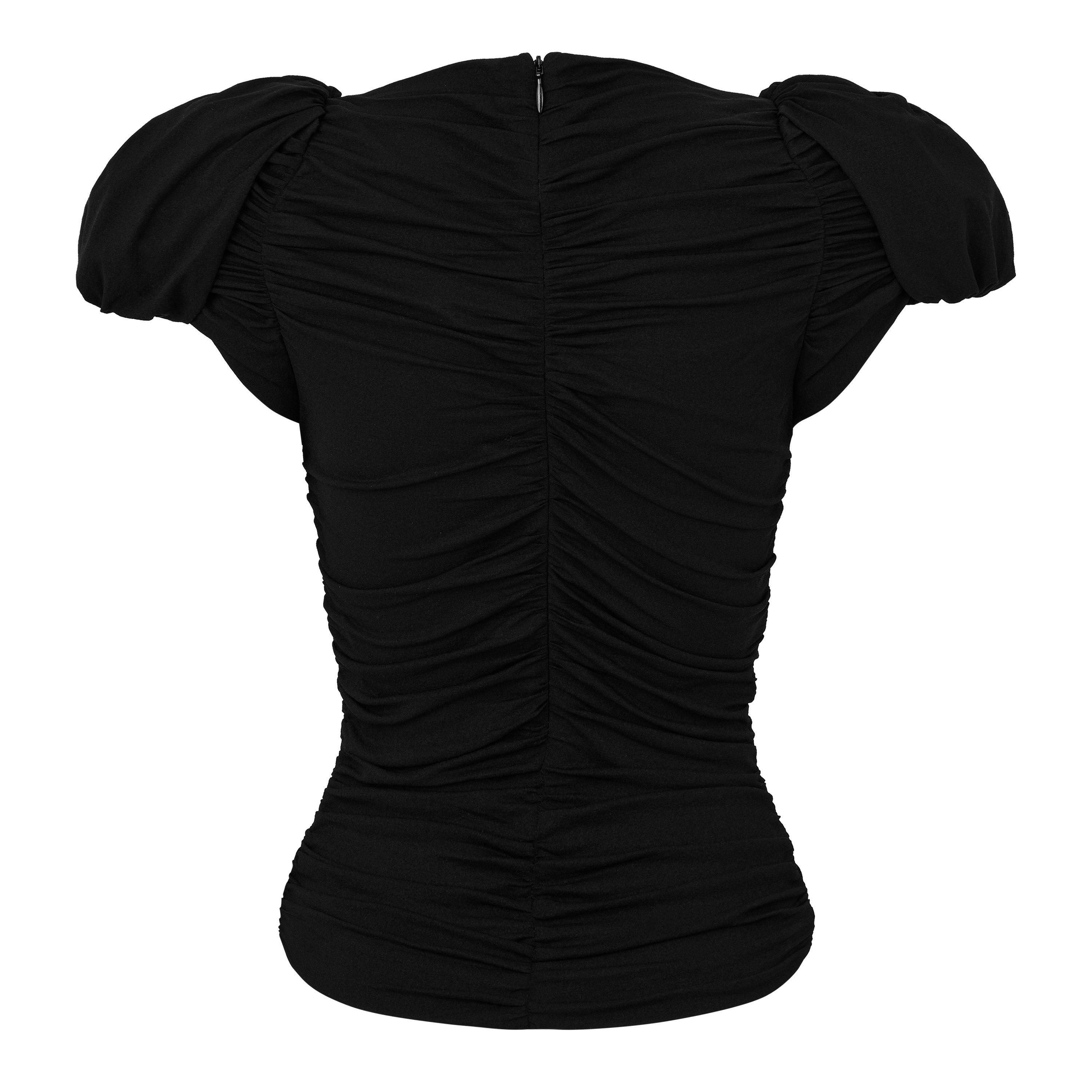 Black - Magda Butrym - Women's Puff Sleeve Rucked Slim Fit T-Shirt - 2