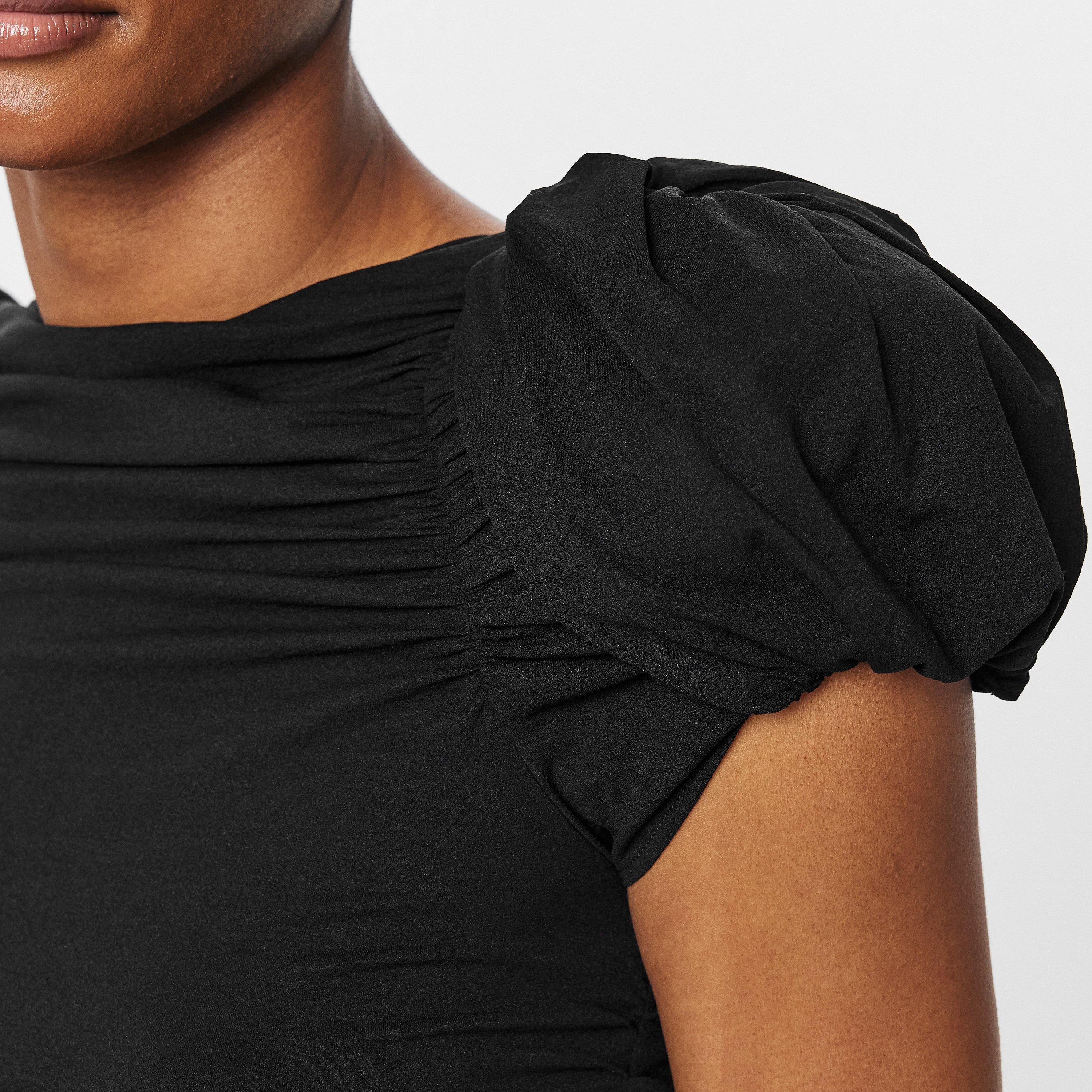 Black - Magda Butrym - Women's Puff Sleeve Rucked Slim Fit T-Shirt - 5