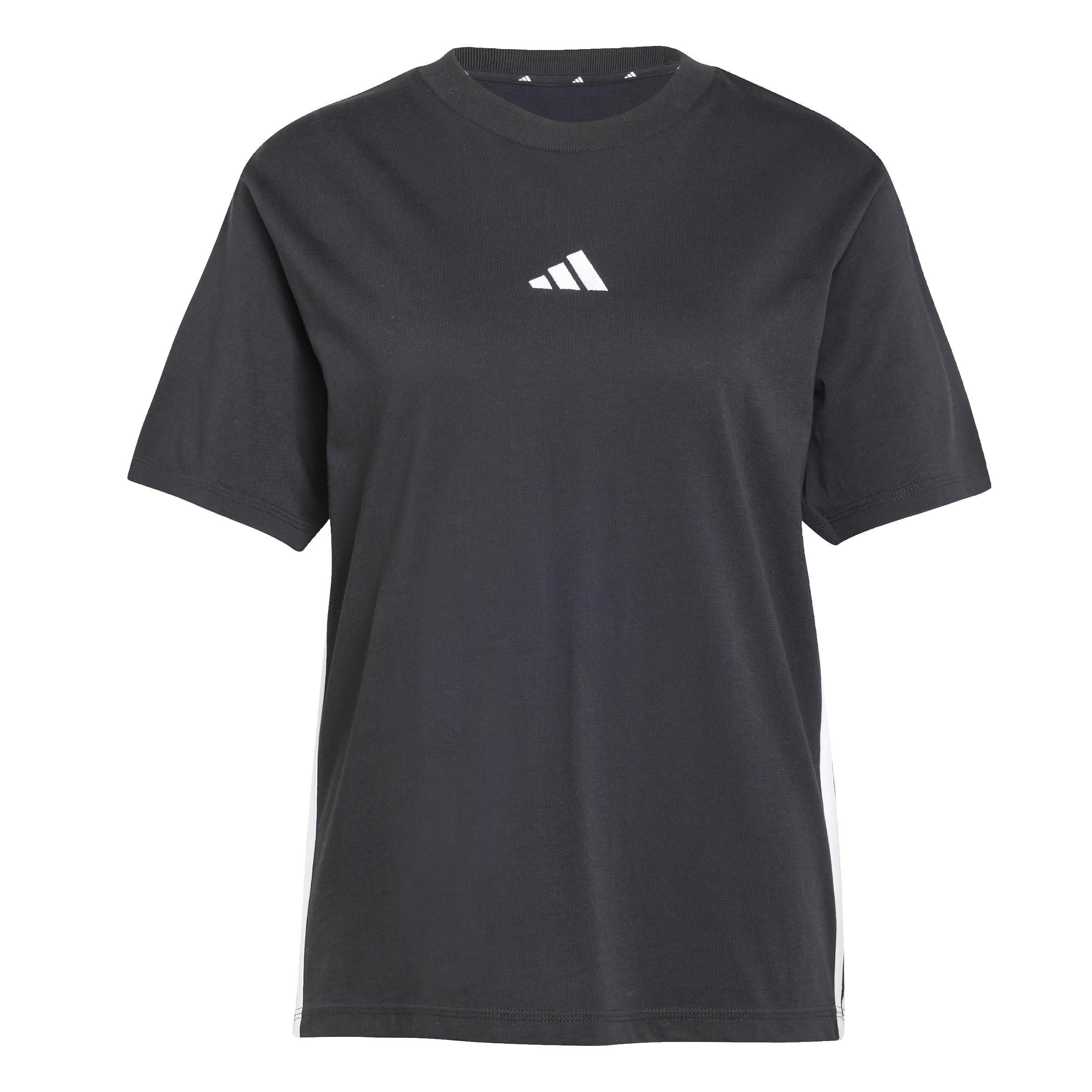 Black/White - adidas - Essential 3 Stripe T-Shirt Womens - 1