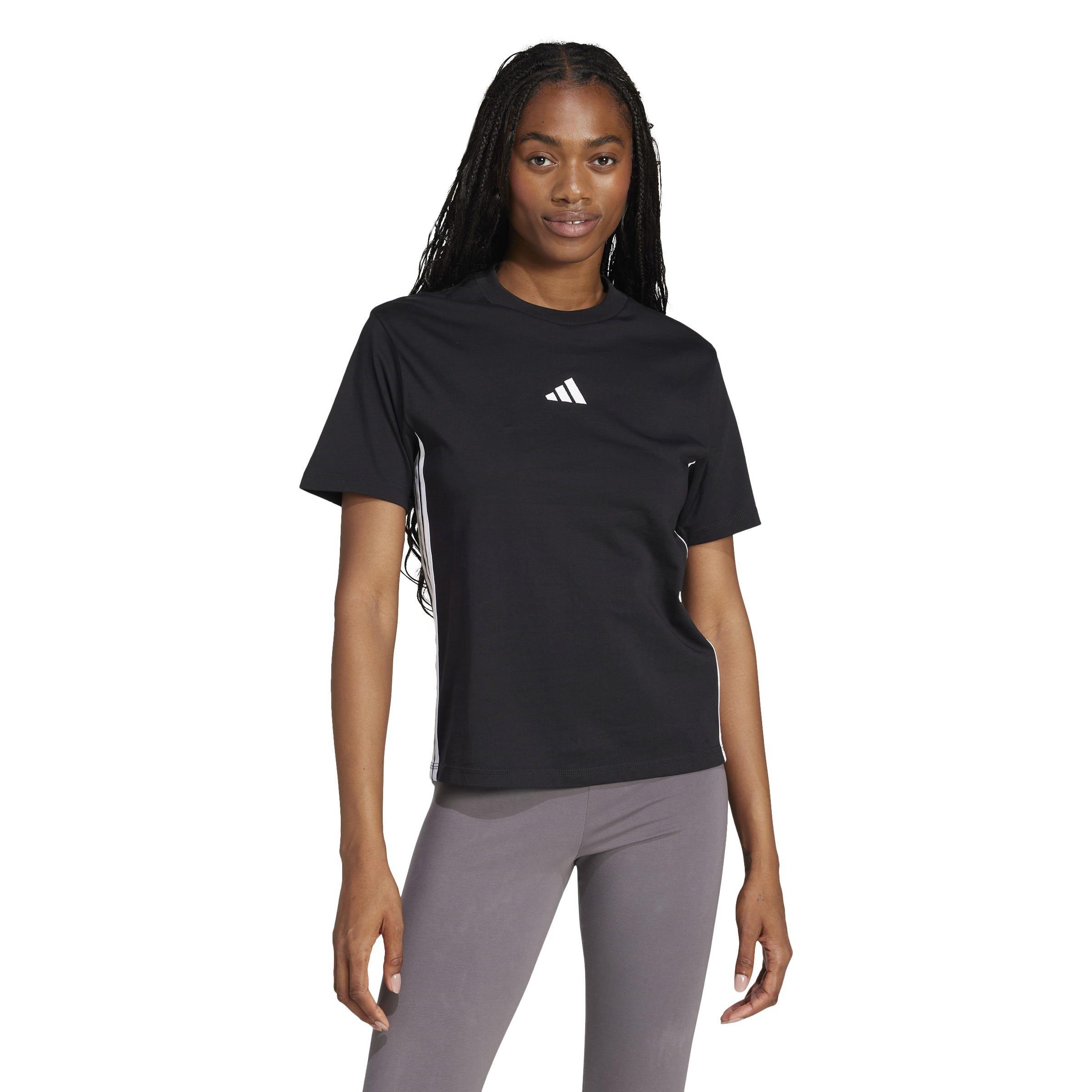 Black/White - adidas - Essential 3 Stripe T-Shirt Womens - 2