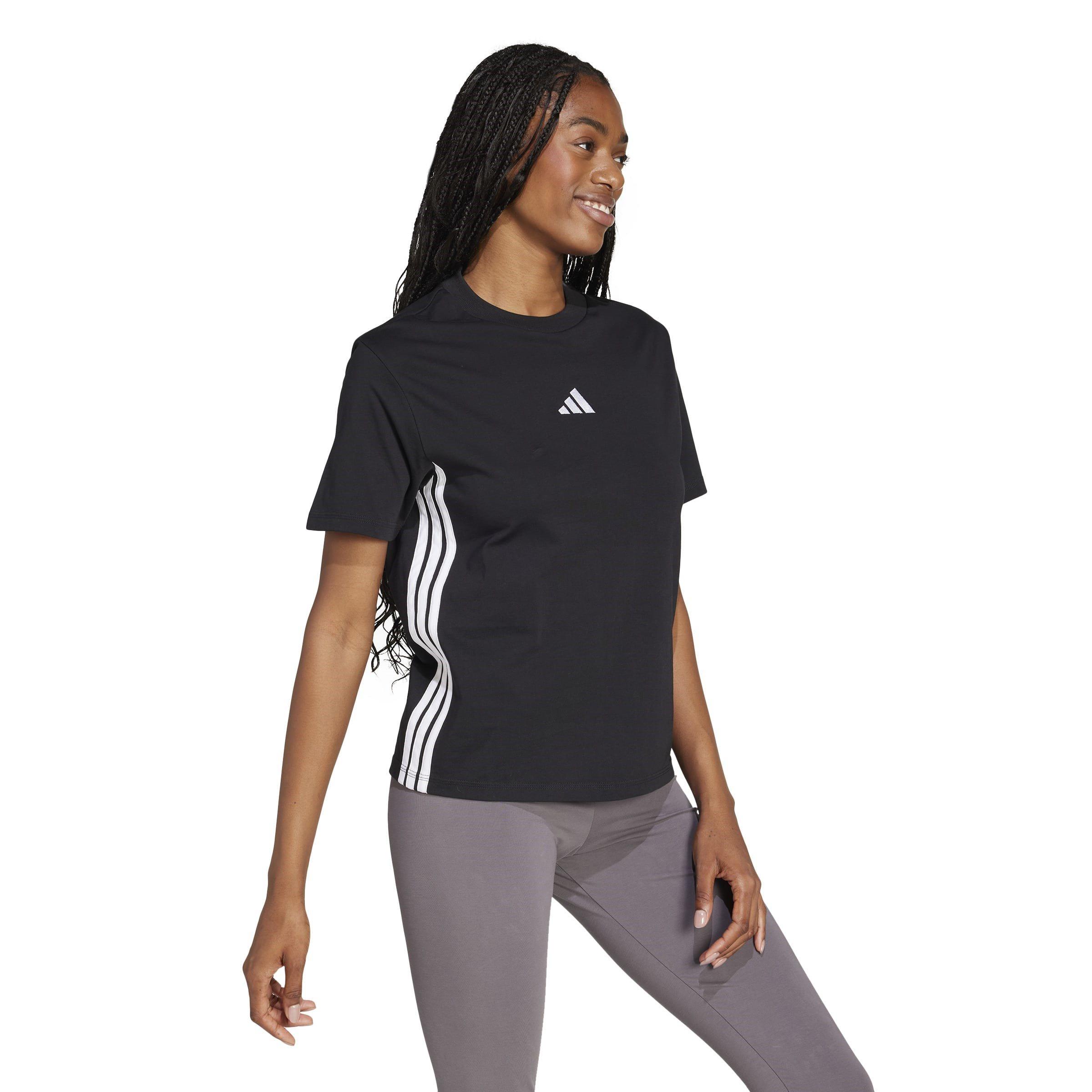Black/White - adidas - Essential 3 Stripe T-Shirt Womens - 4