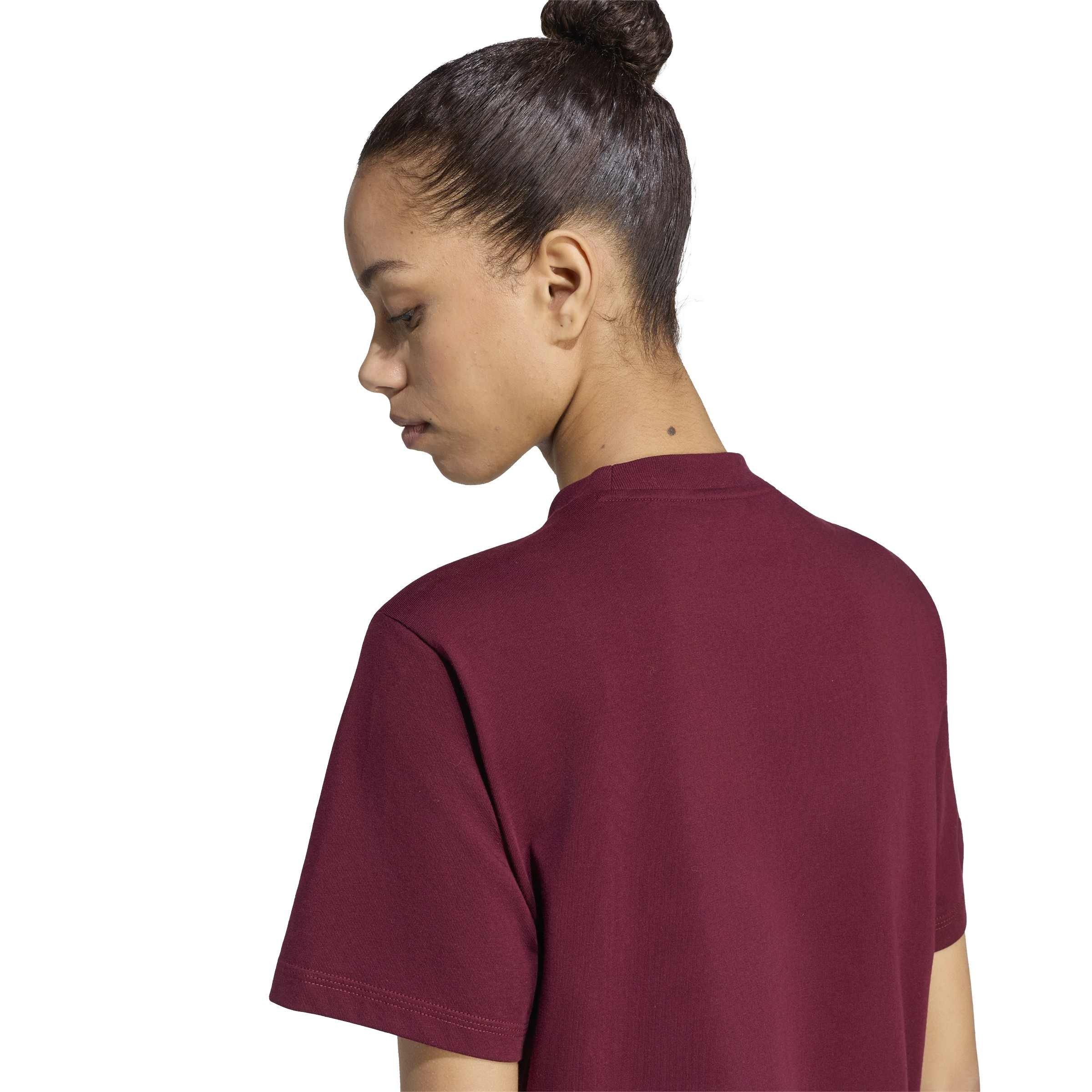 Maroon/White - adidas - Essential 3 Stripe T-Shirt Womens - 5