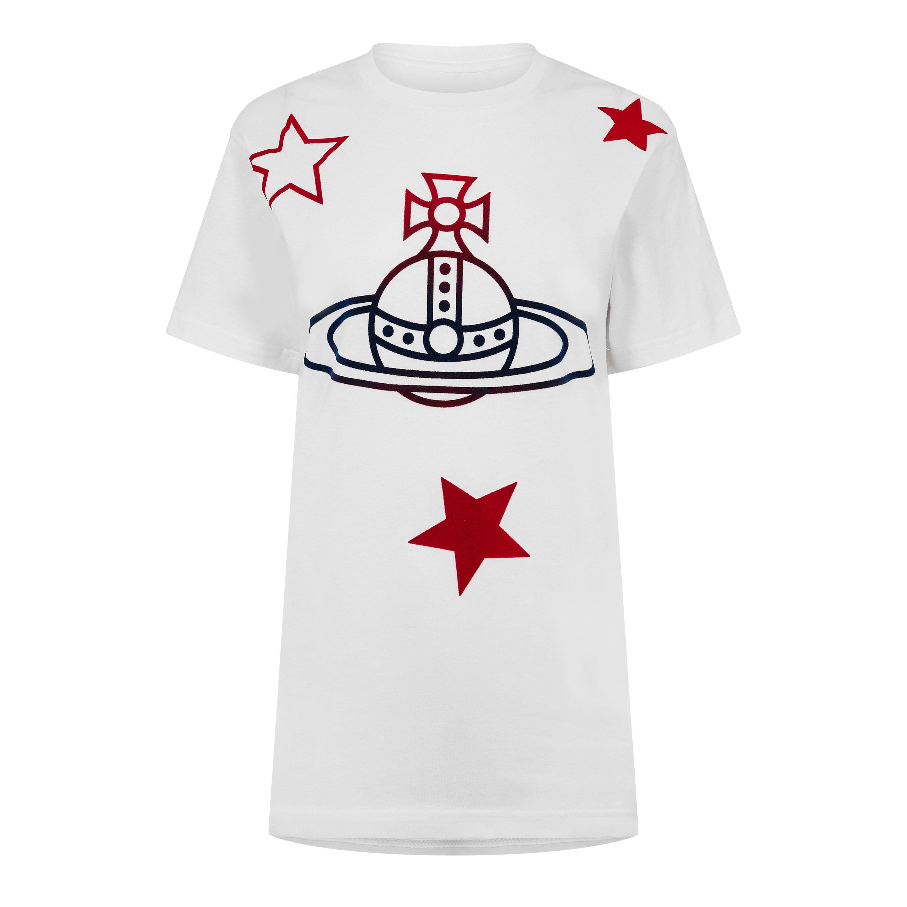 Vivienne Westwood Viv Orb Stars Tee Ld54 - White - Size 8 (XS)