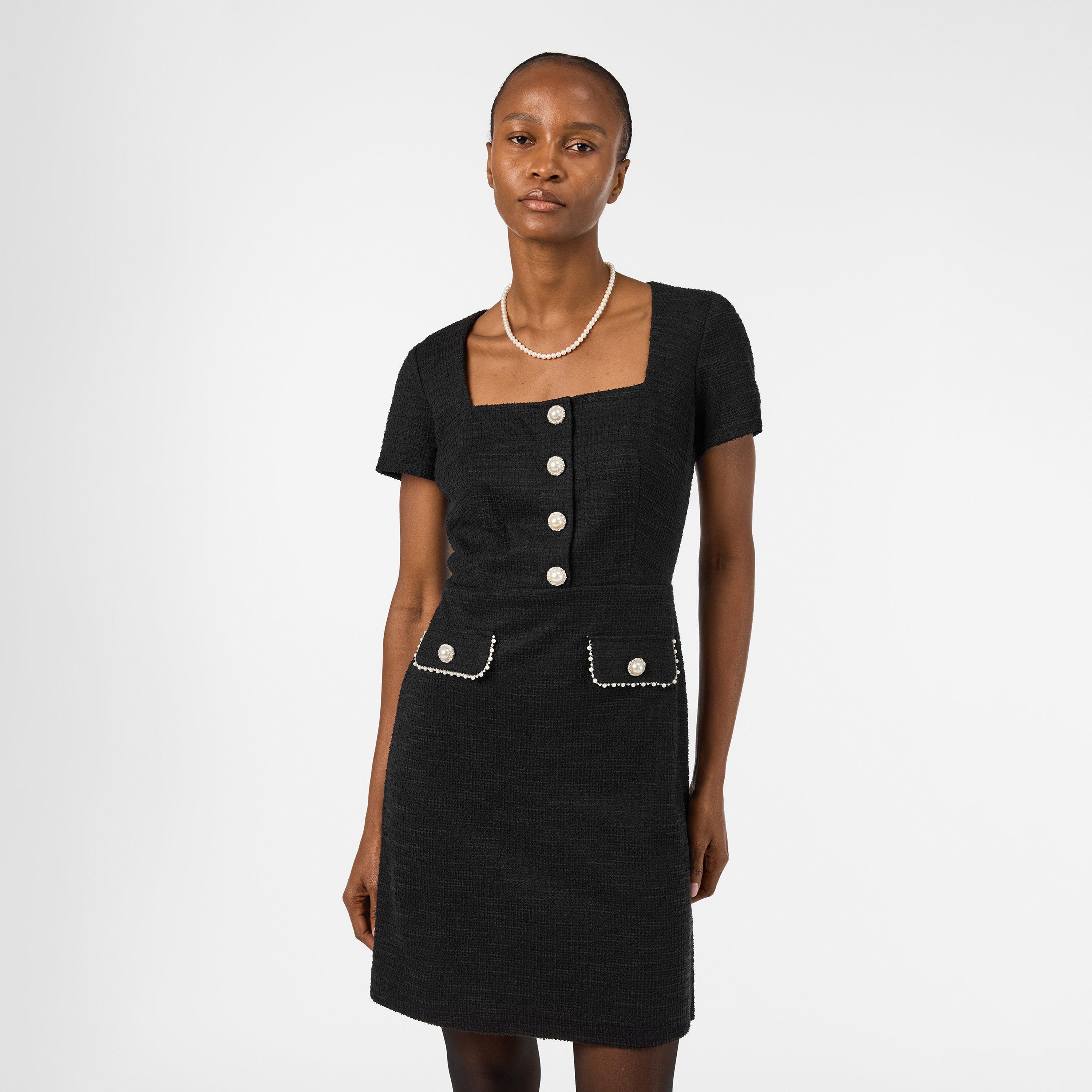 Black - Karl Lagerfeld - Women's Tweed Mini Dress - 3