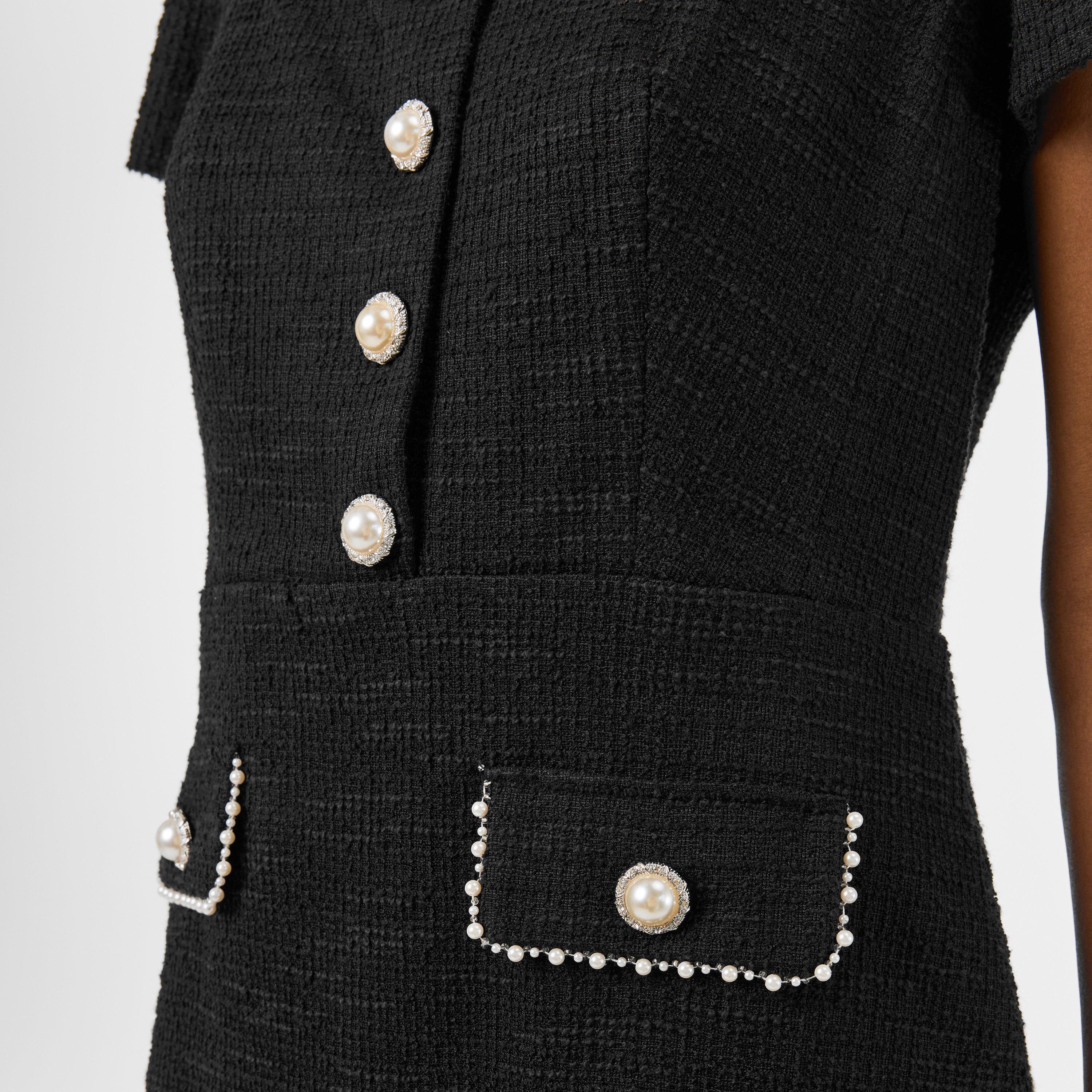 Black - Karl Lagerfeld - Women's Tweed Mini Dress - 5