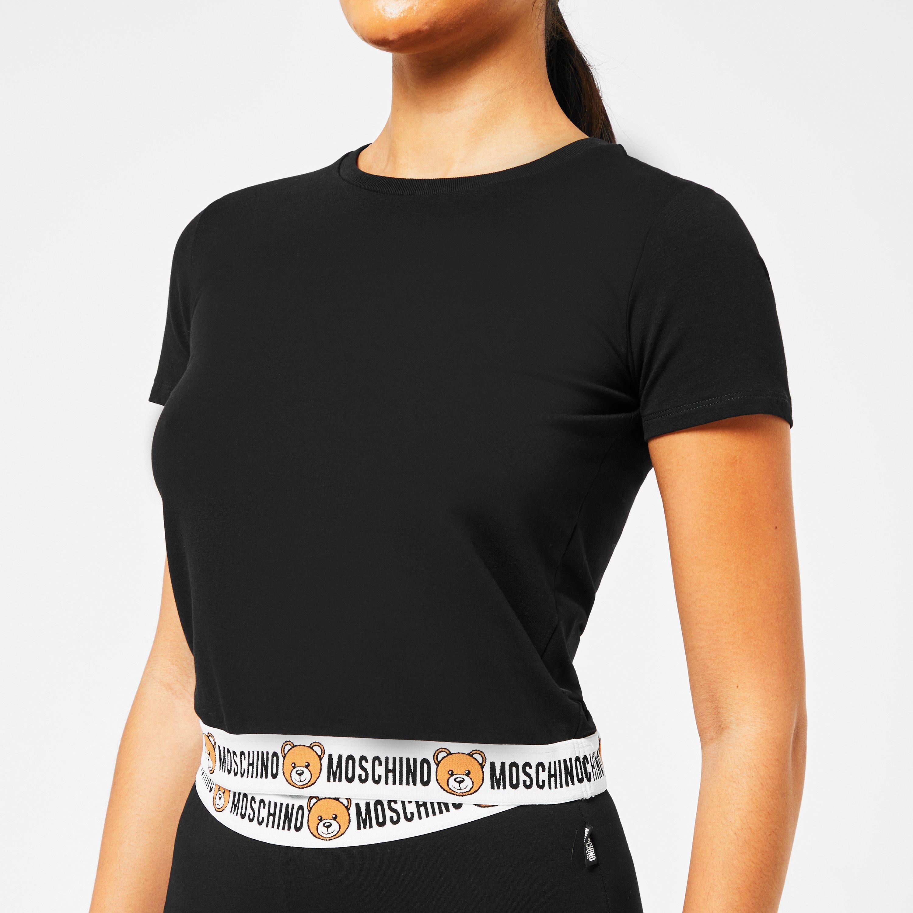 Black A0555 - Moschino - Band Hem T Shirt - 5