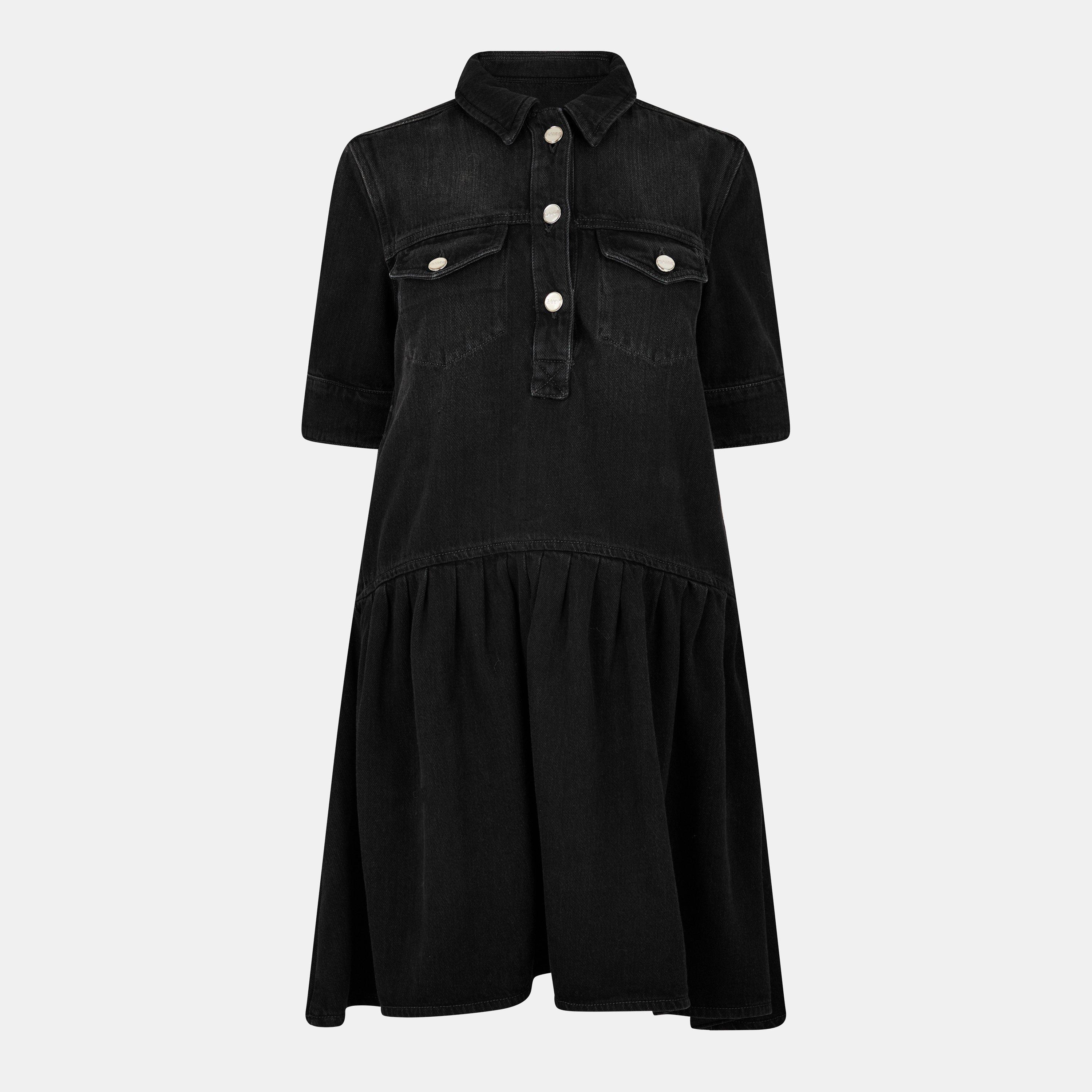Ganni Women's Denim Mini Dress - Black Washed - Size 8 (34)