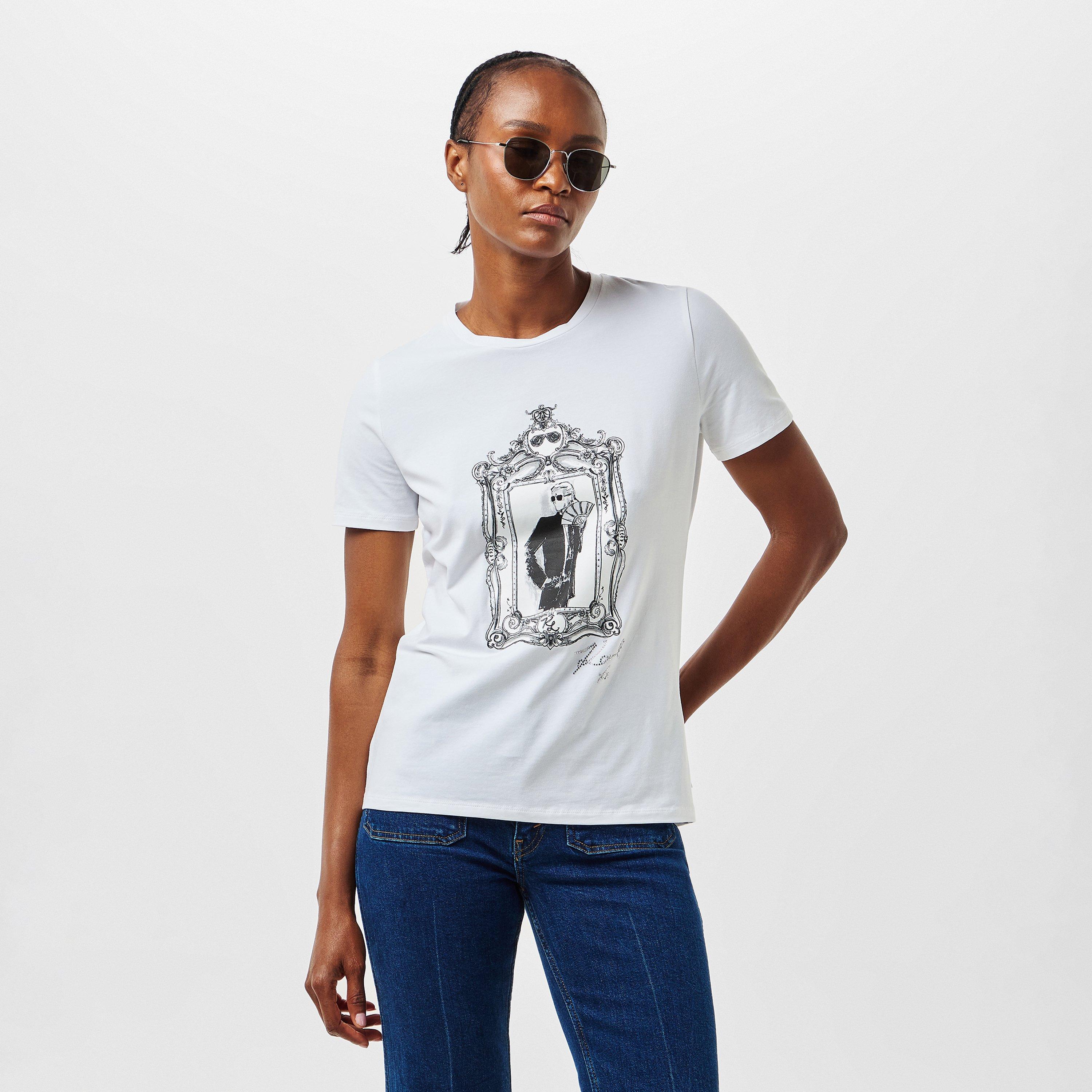 White - Karl Lagerfeld - Women's Portrait Regular Fit T-Shirt - 3