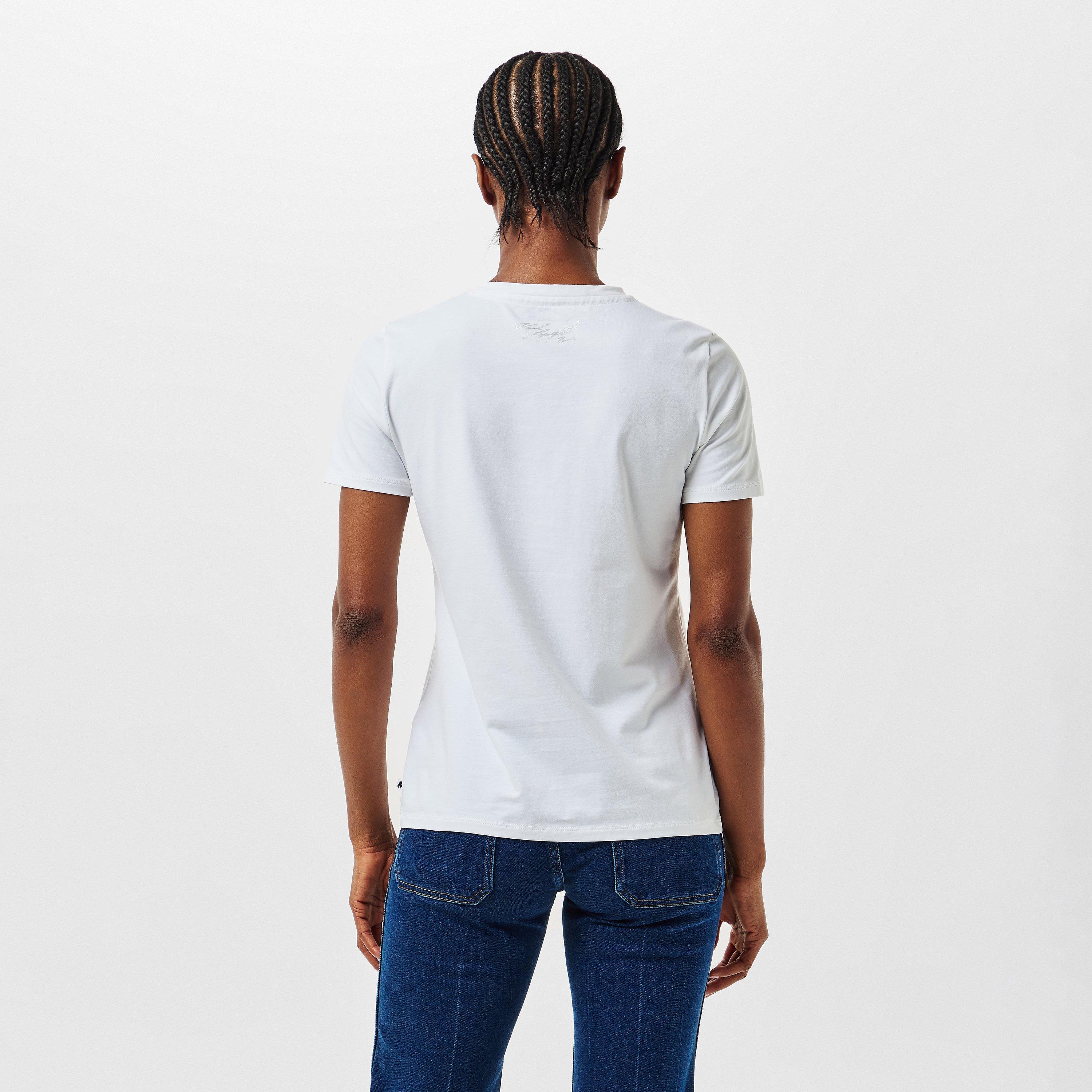 White - Karl Lagerfeld - Women's Portrait Regular Fit T-Shirt - 4