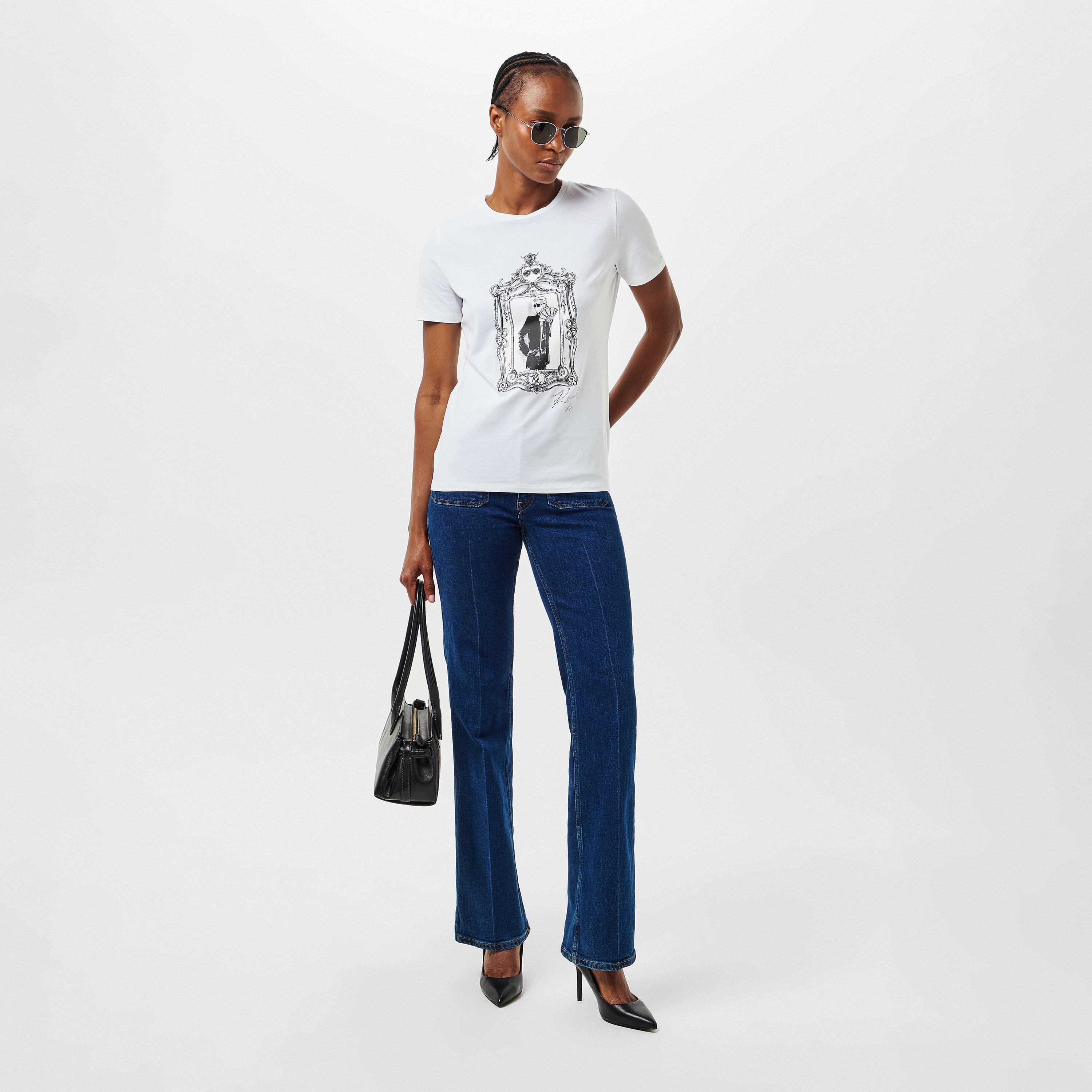 White - Karl Lagerfeld - Women's Portrait Regular Fit T-Shirt - 6