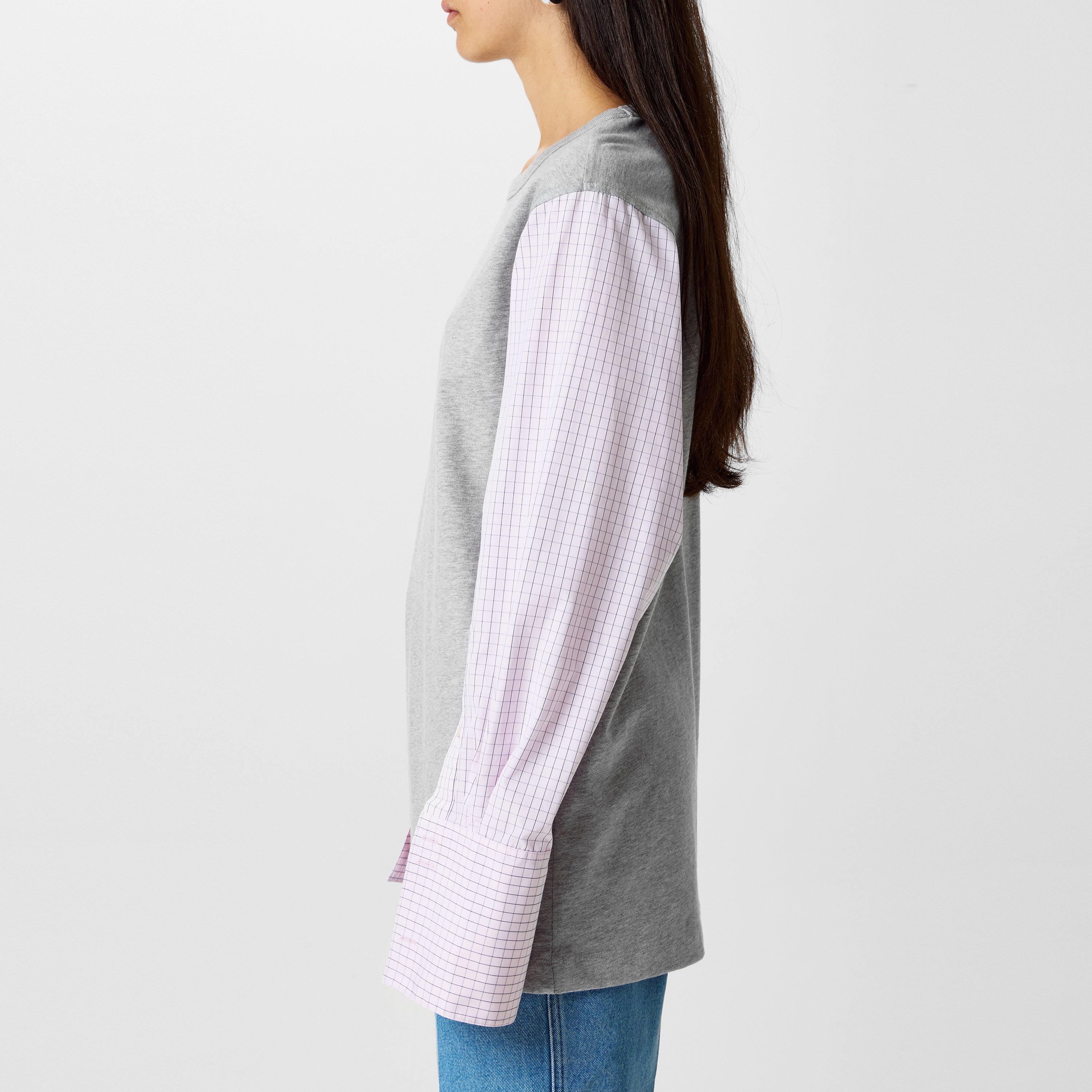 Grey Melange - Dries Van Noten - Hybrid Jersey Sleeve Top - 2