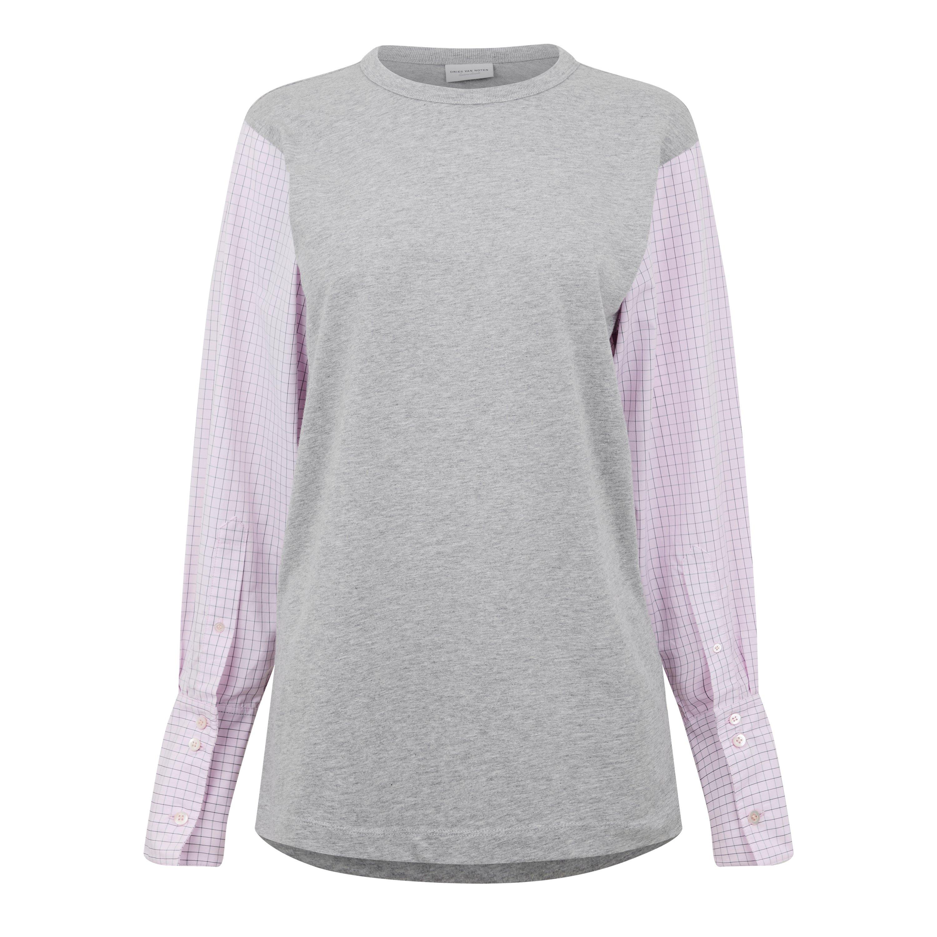 トップス Dries Van Noten 24AW Brooch Grid Top XS Dries Van Noten Hybrid Jersey Sleeve Top | Flannels