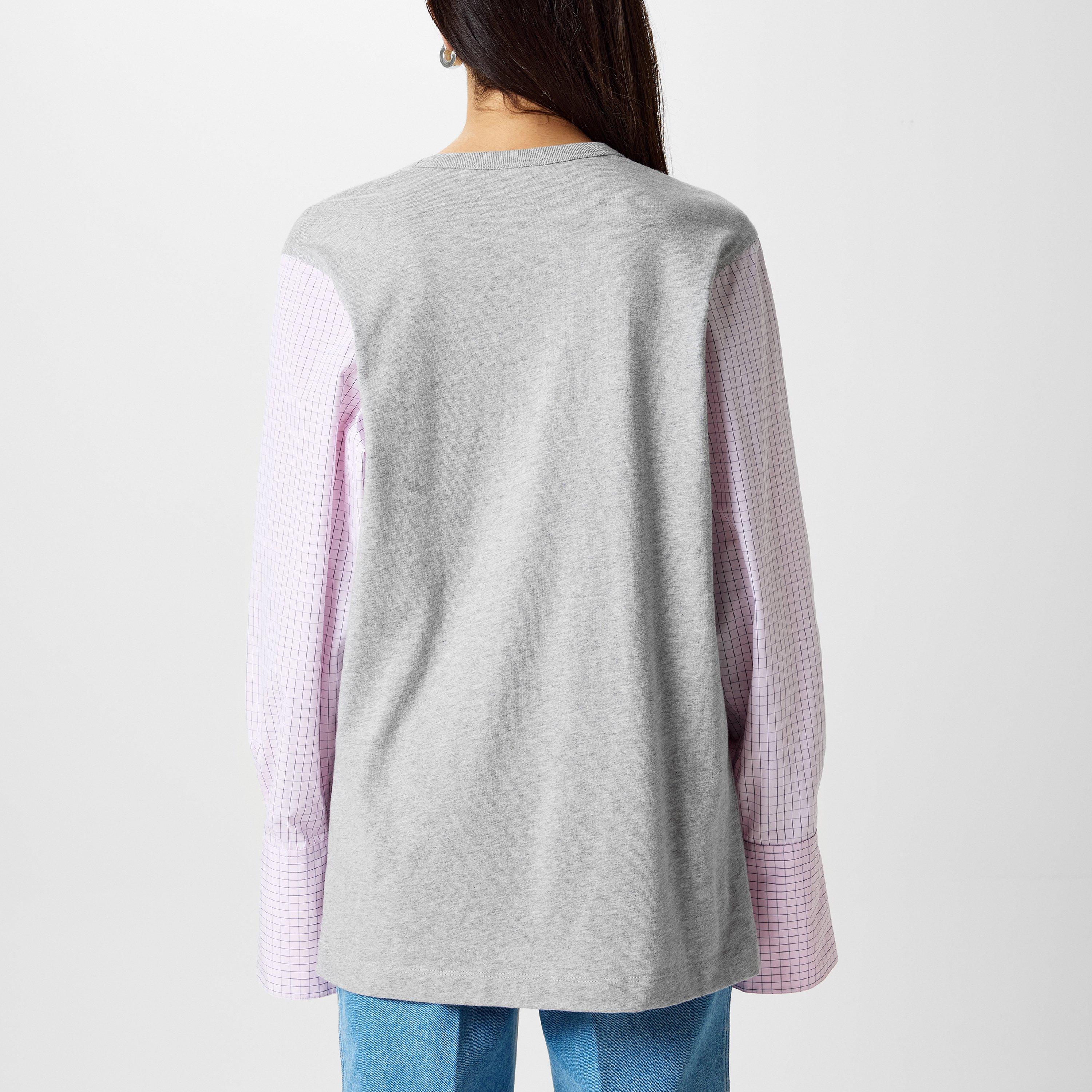 Grey Melange - Dries Van Noten - Hybrid Jersey Sleeve Top - 3