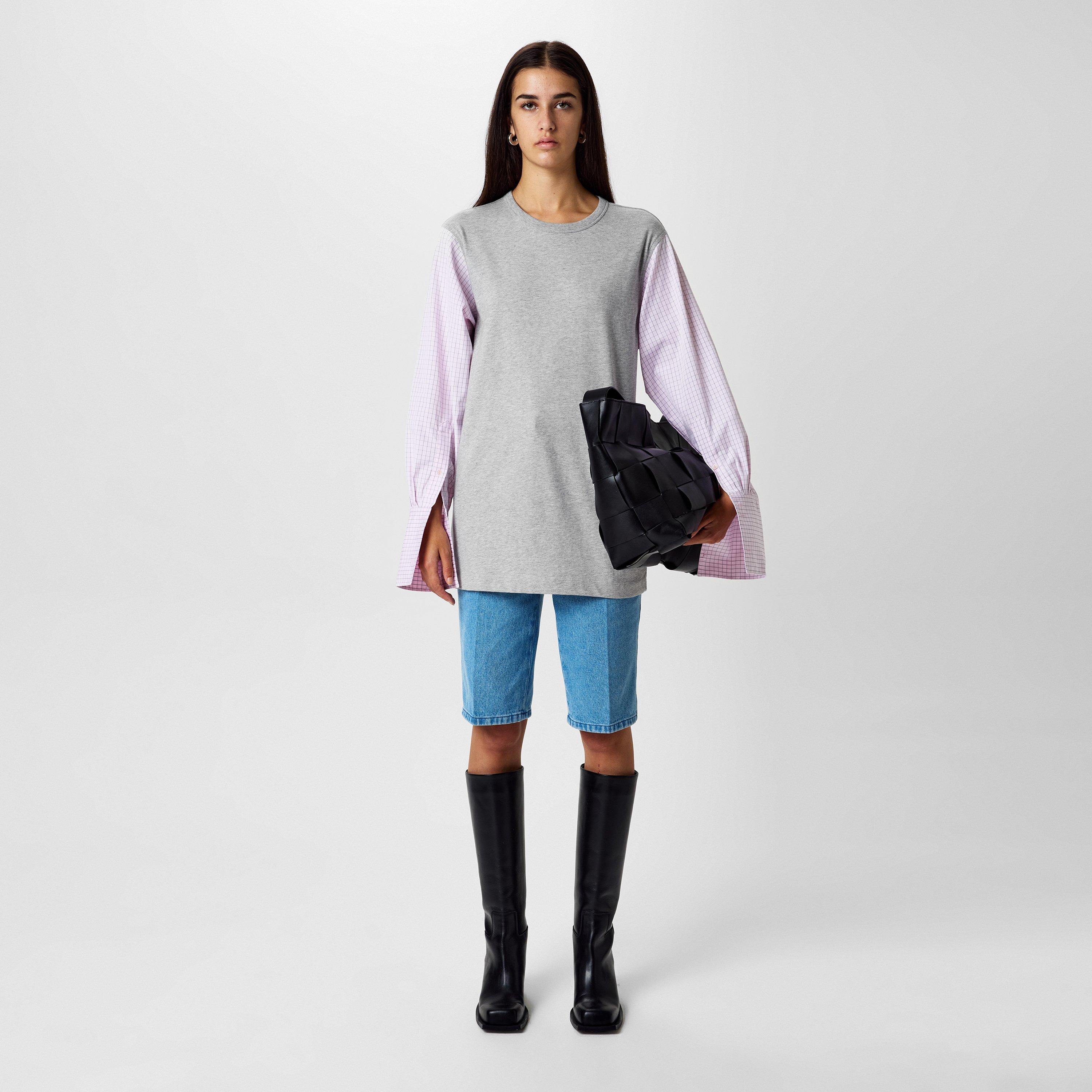Grey Melange - Dries Van Noten - Hybrid Jersey Sleeve Top - 4