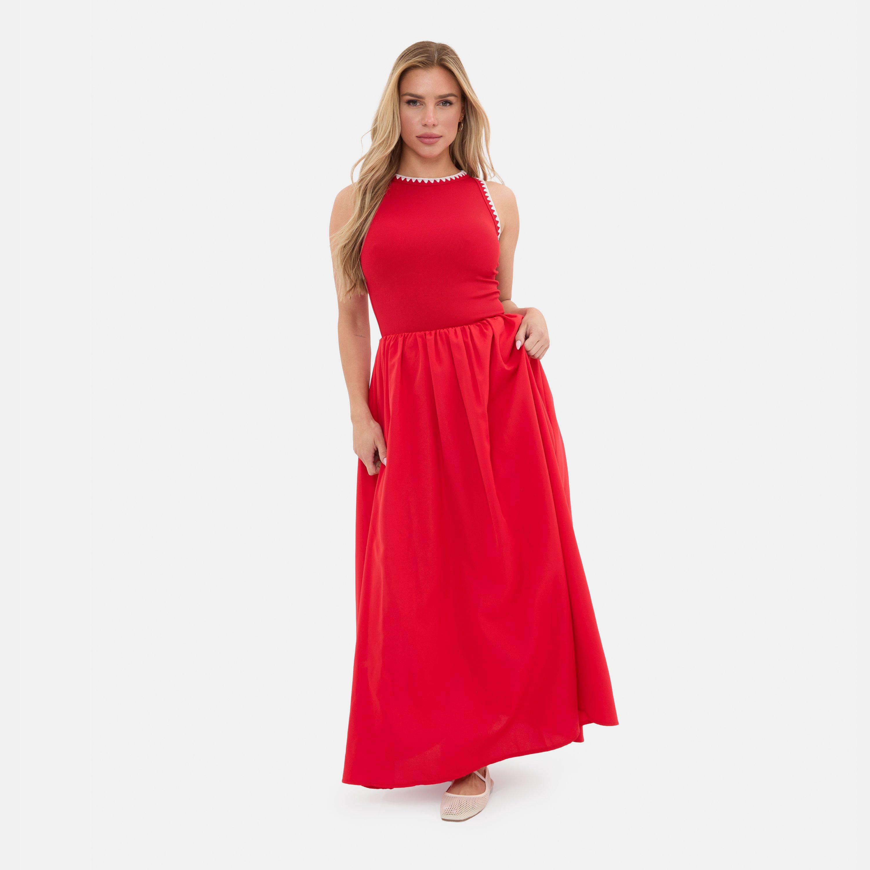 Red - I Saw It First - Whipstitch Midaxi Dress - 1
