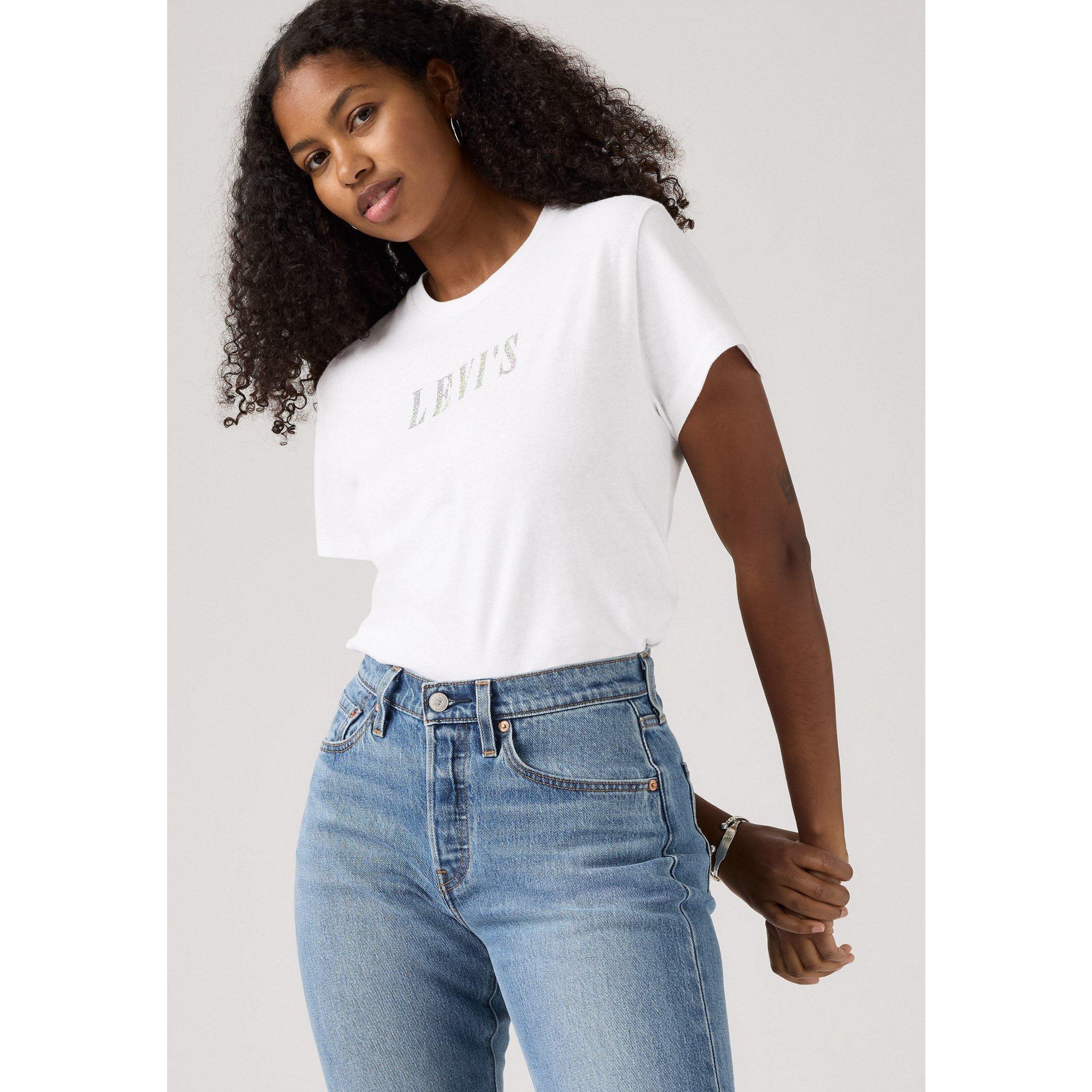 Levis Women's Graphic Classic Rhinestone T-Shirt - Bright White - 8 (XS)