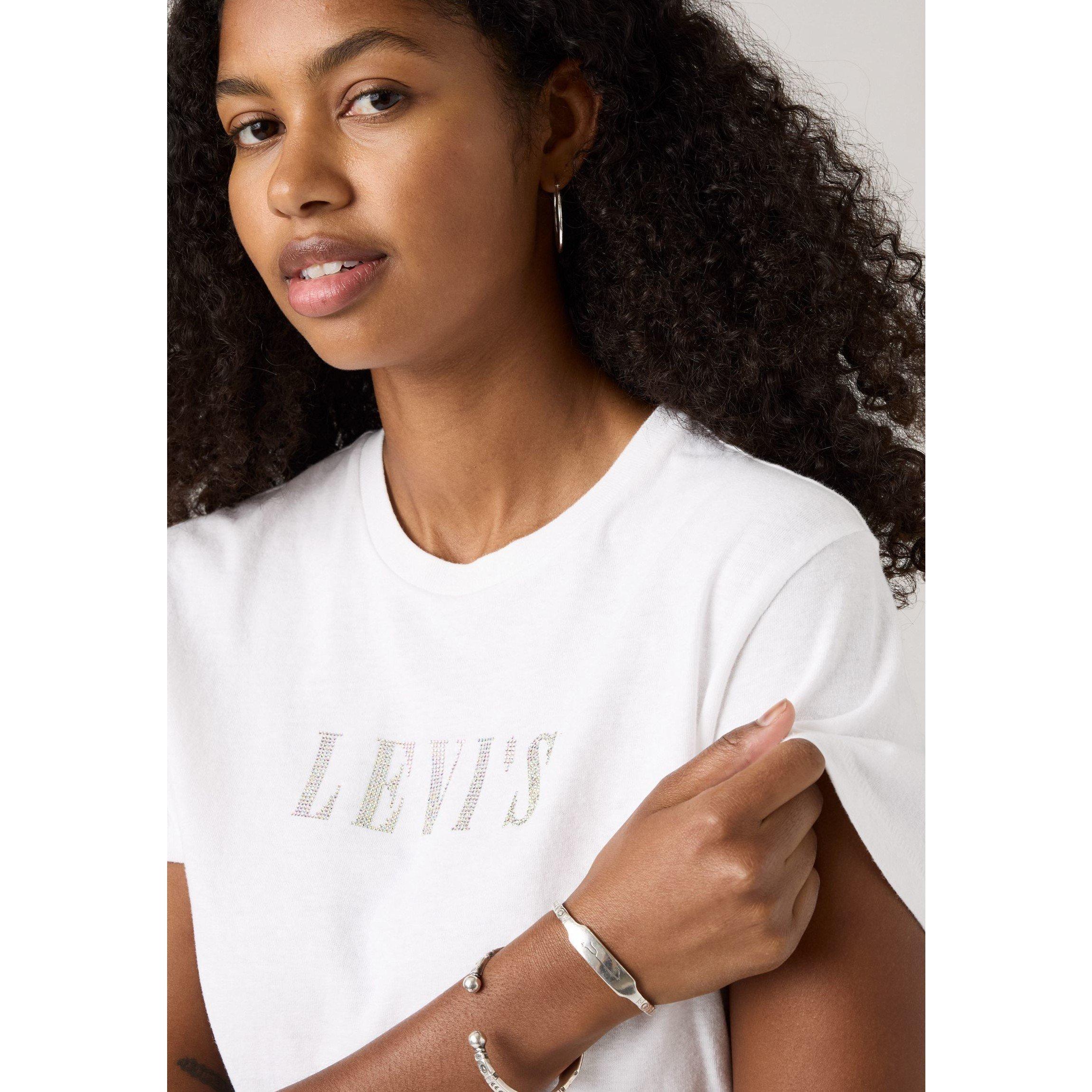 Bright White - Levis - Women's Graphic Classic Rhinestone T-Shirt - 4