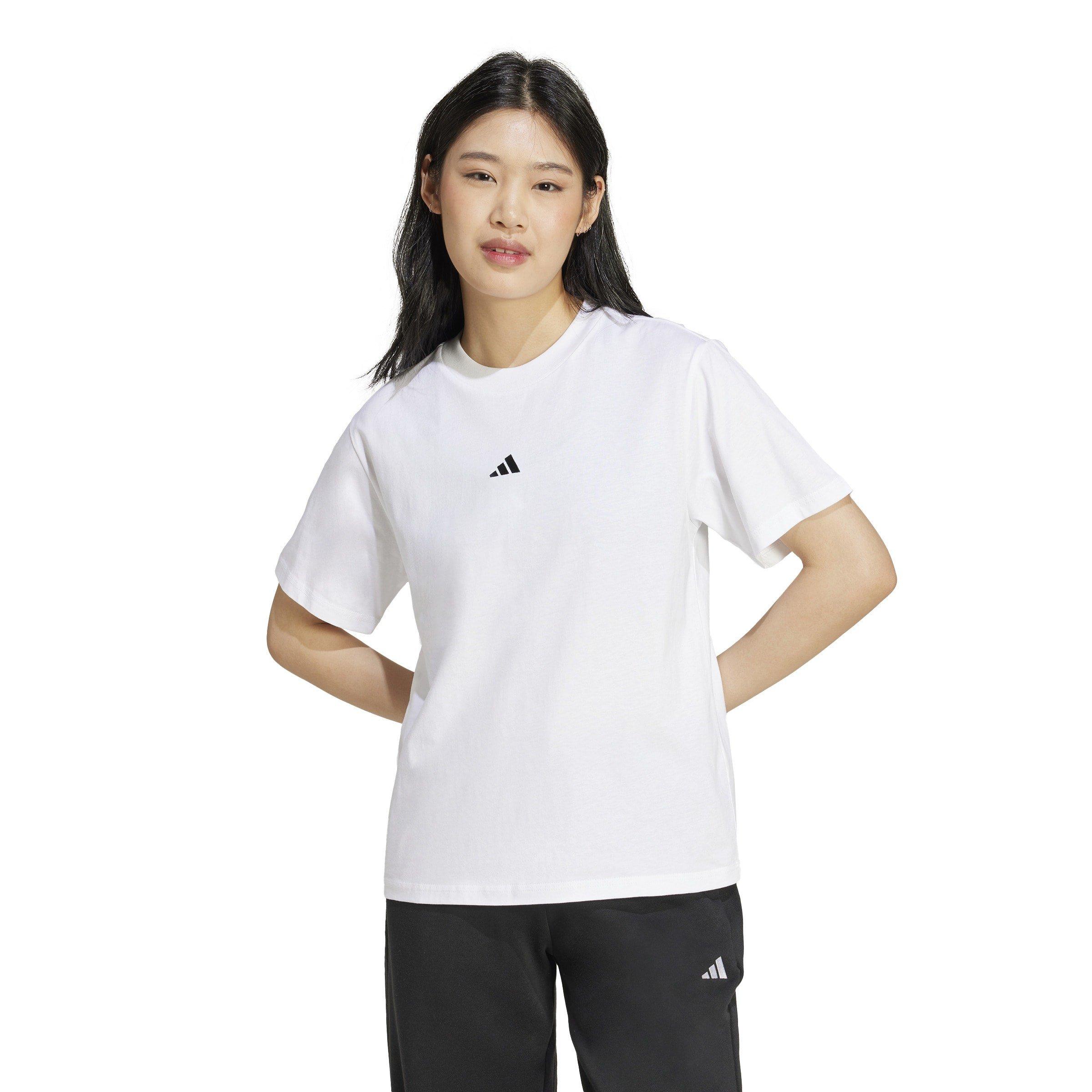 Bianco - adidas - Essentials Small Logo Cotton T-Shirt Womens - 2