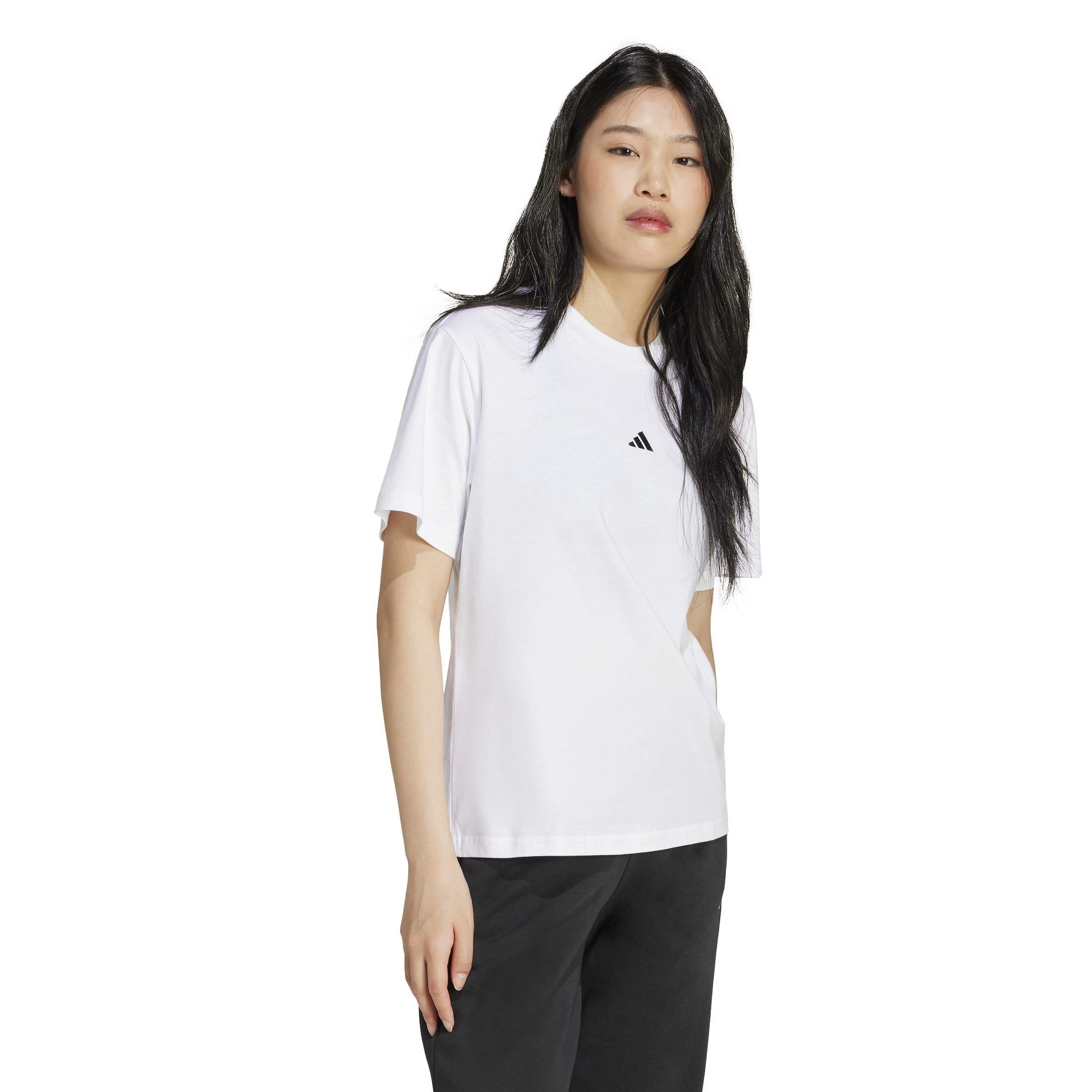 Bianco - adidas - Essentials Small Logo Cotton T-Shirt Womens - 4